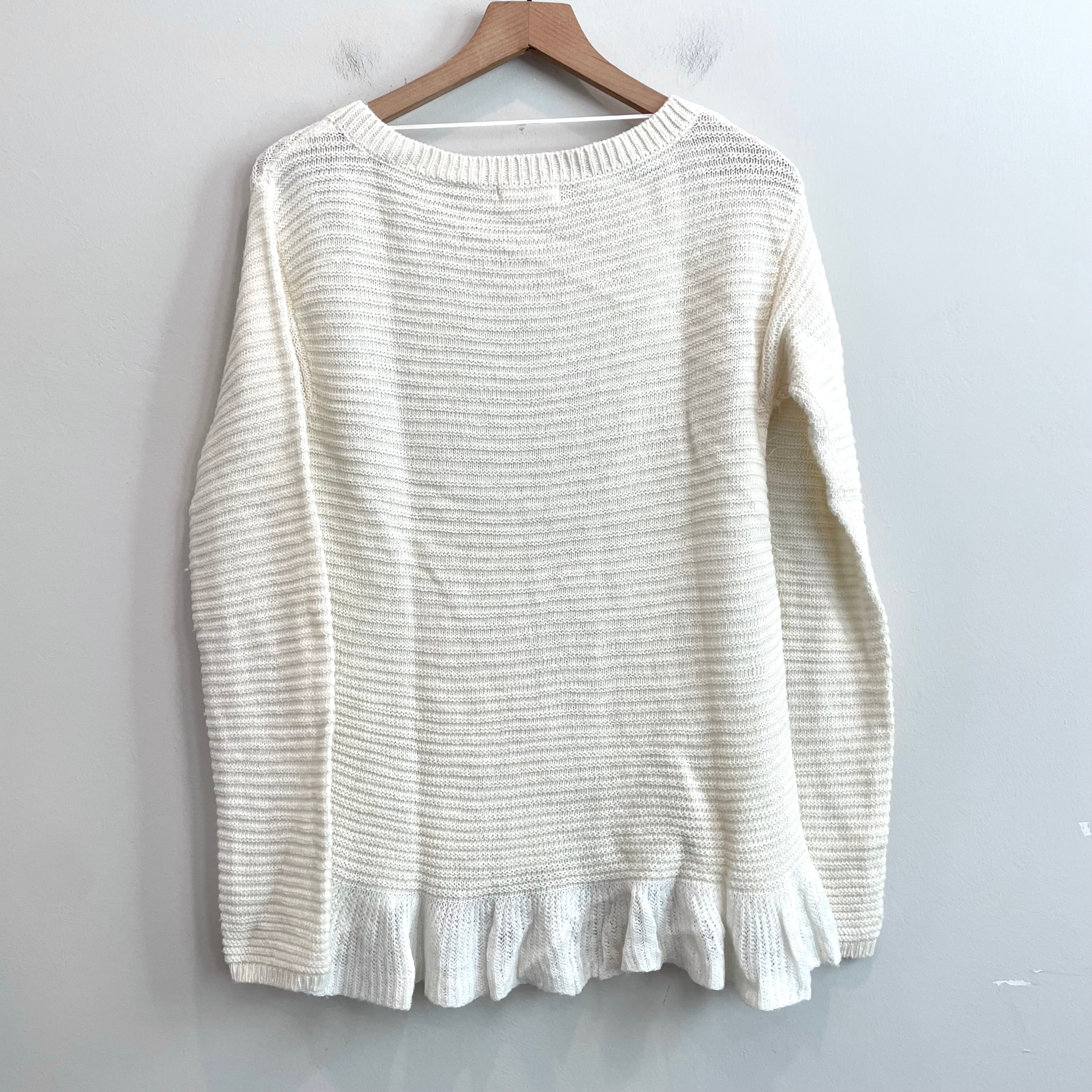 Fuzzy Ruffle Hem Knit Sweater