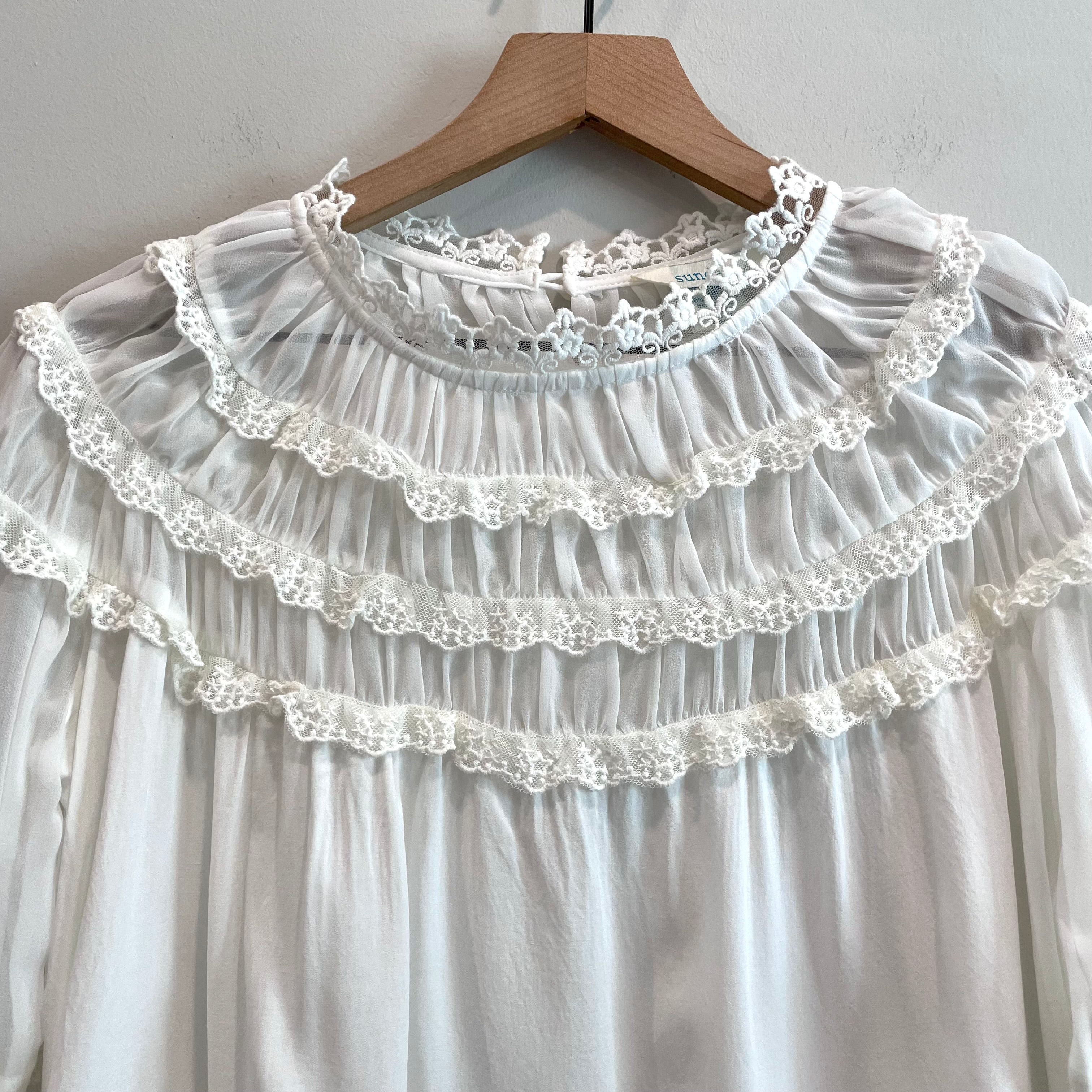 Ruffle Lace Neckline Top