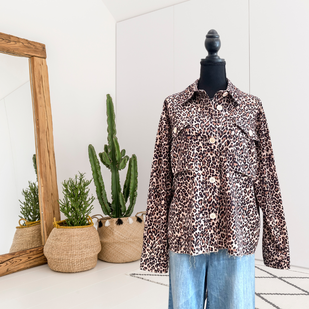 Leopard Corduroy Shirt Jacket