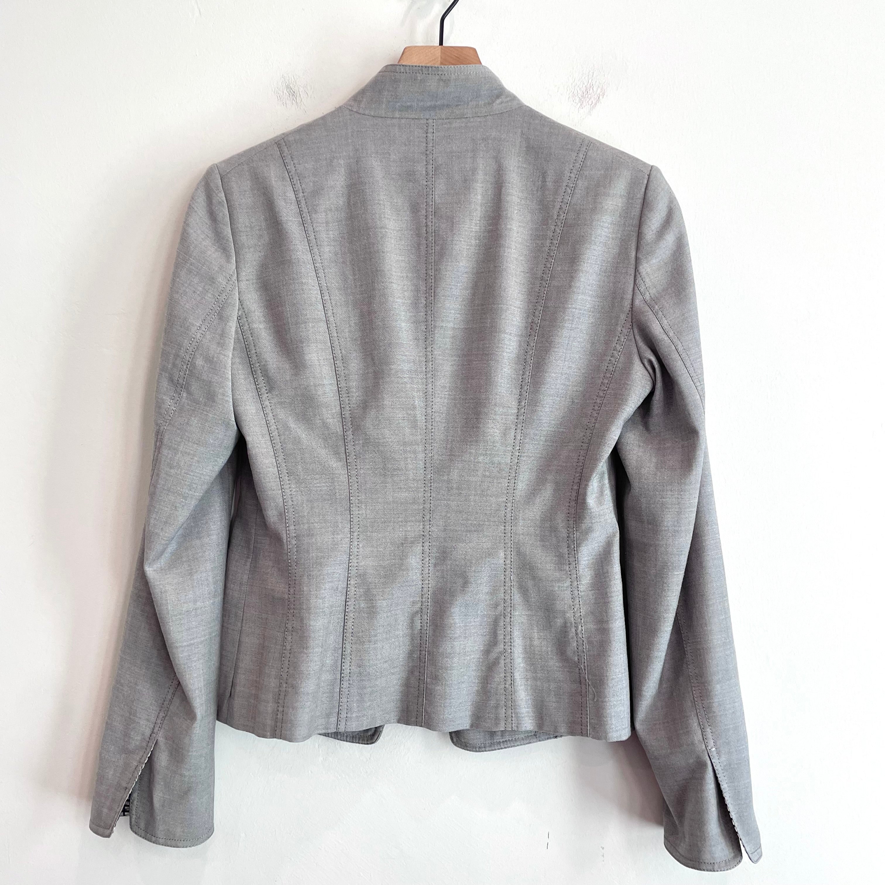 Wool Blend Contrast Cuff Blazer Jacket