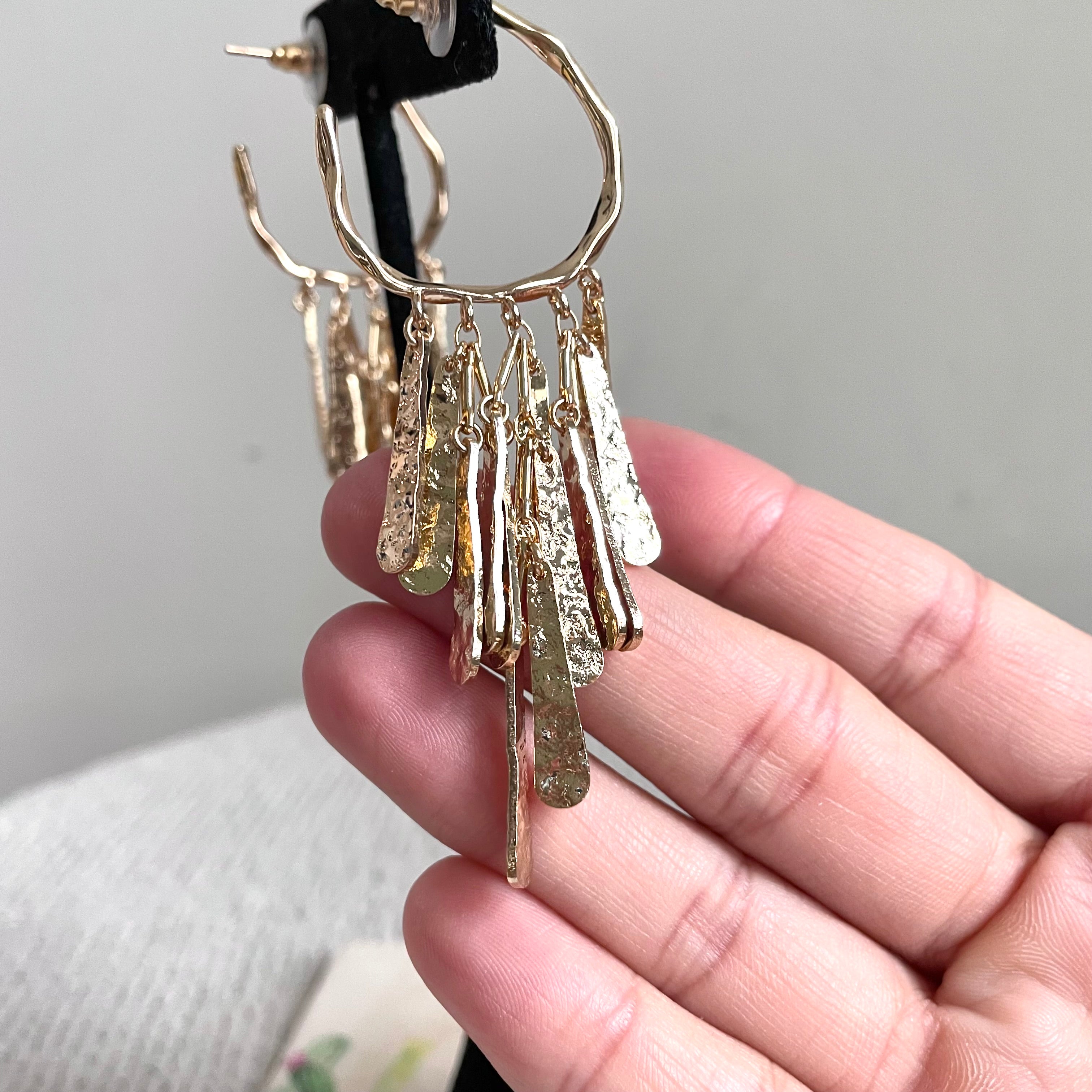 Gold Fringe Hoop Earrings