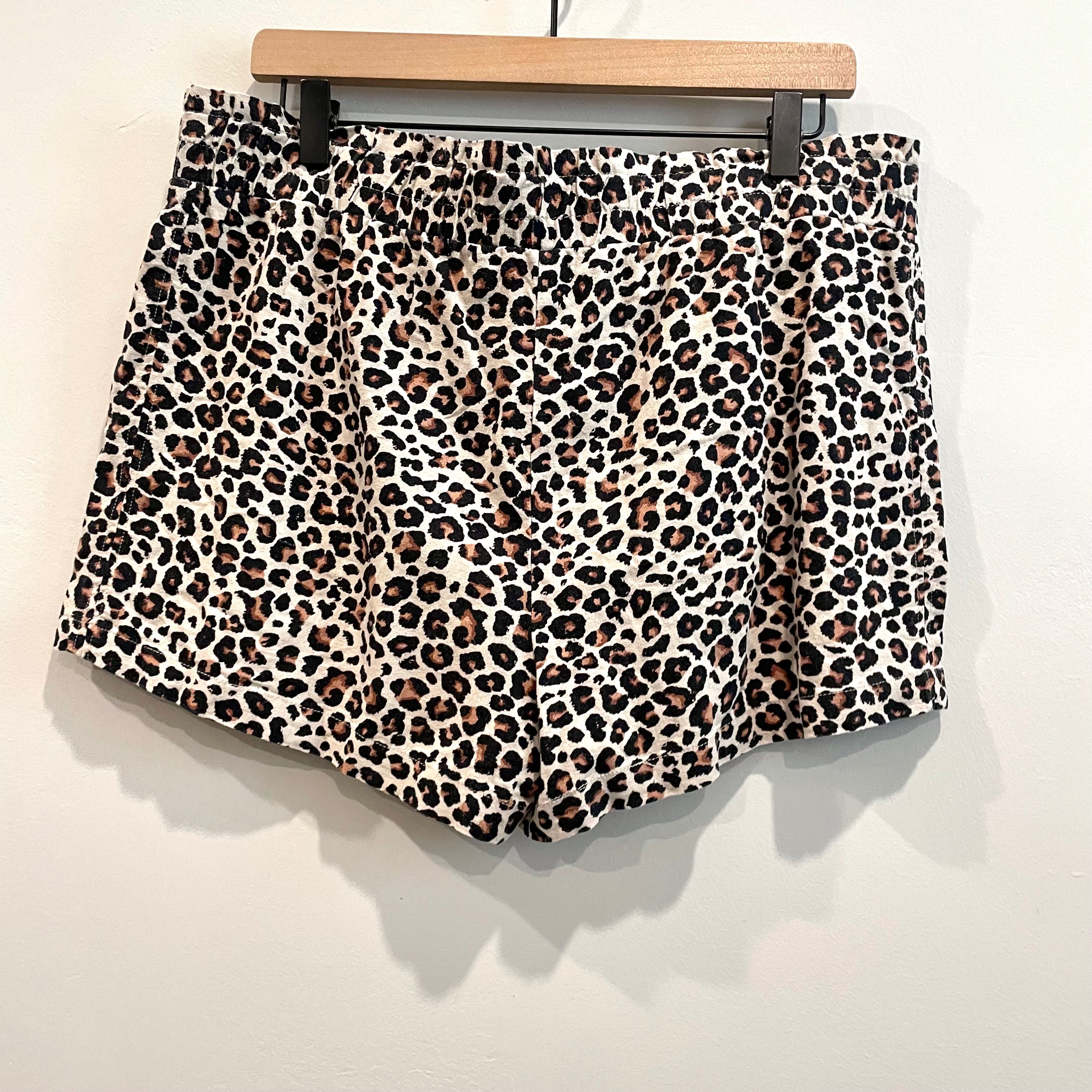 Linen Leopard Print Shorts