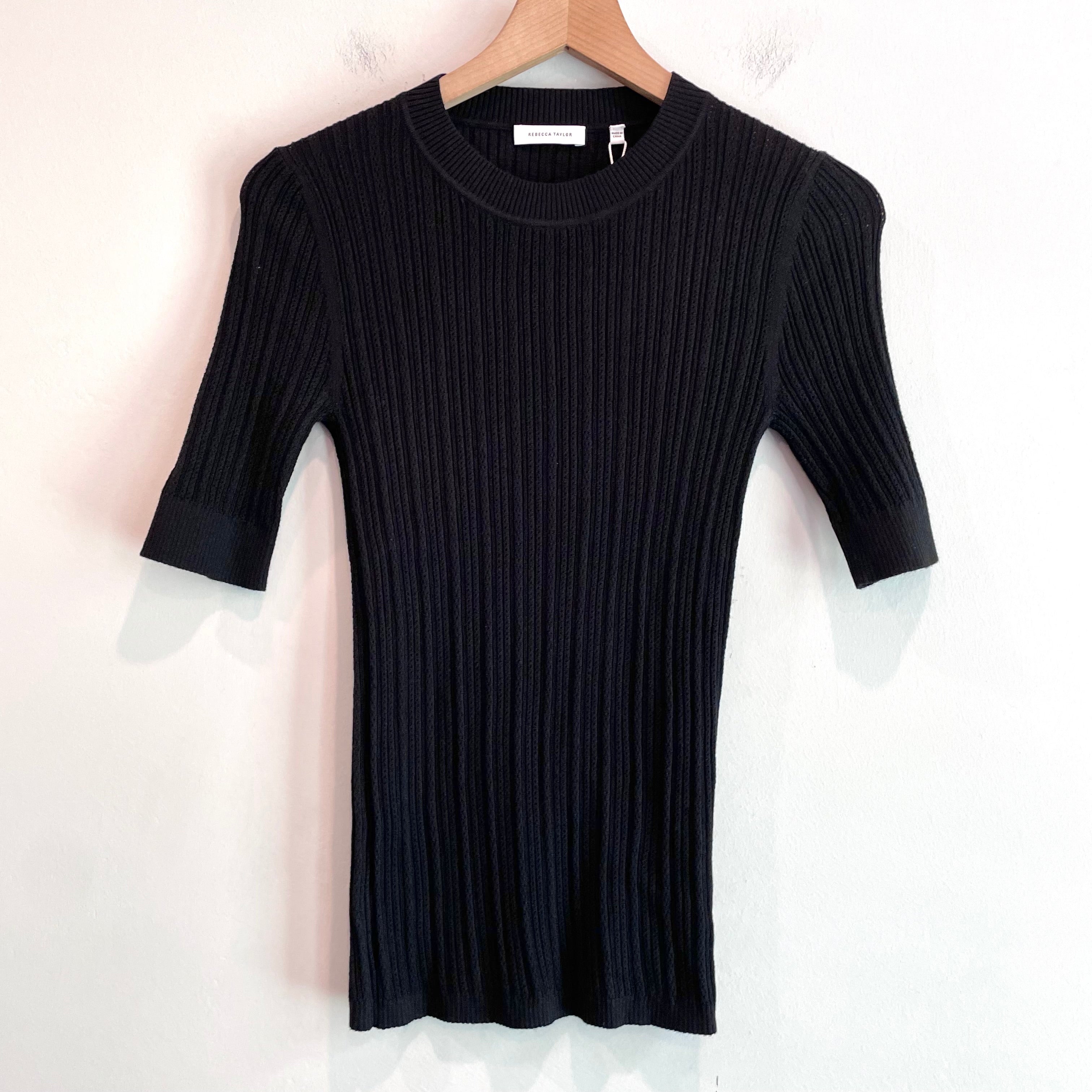 Pointelle Short Sleeve Sweater