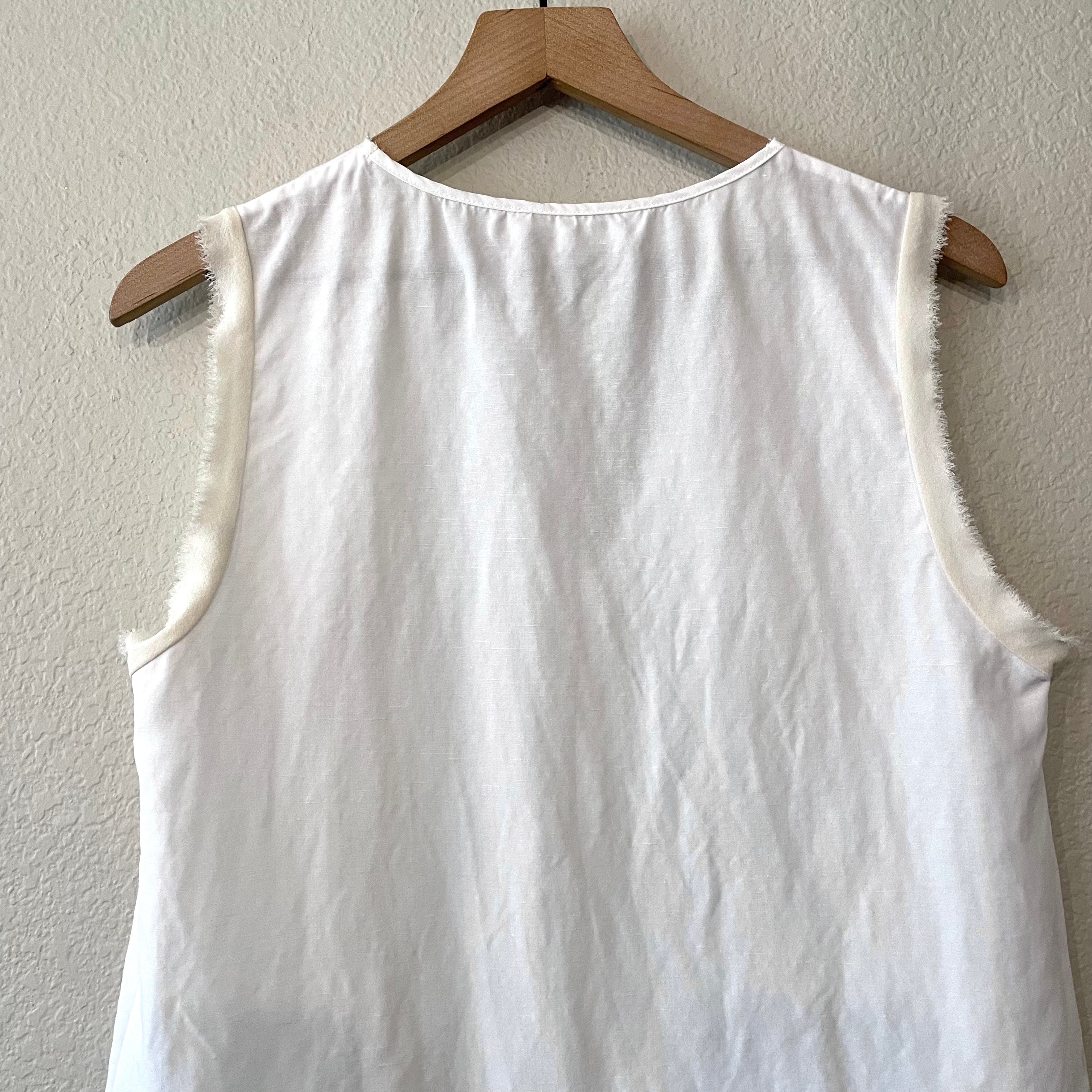 Linen Blend Silk Trim Top