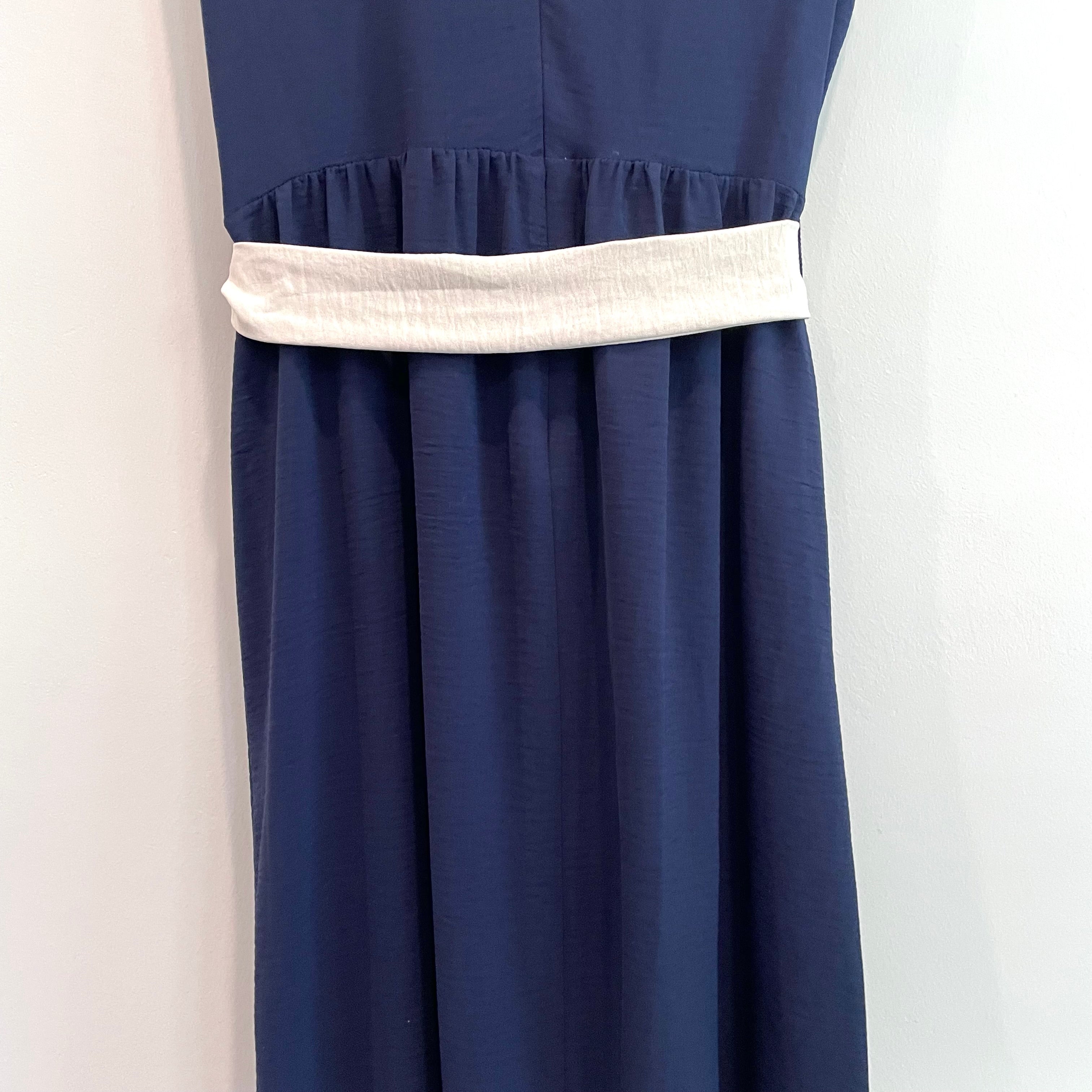 Colorblock Sash Belt Midi Dress