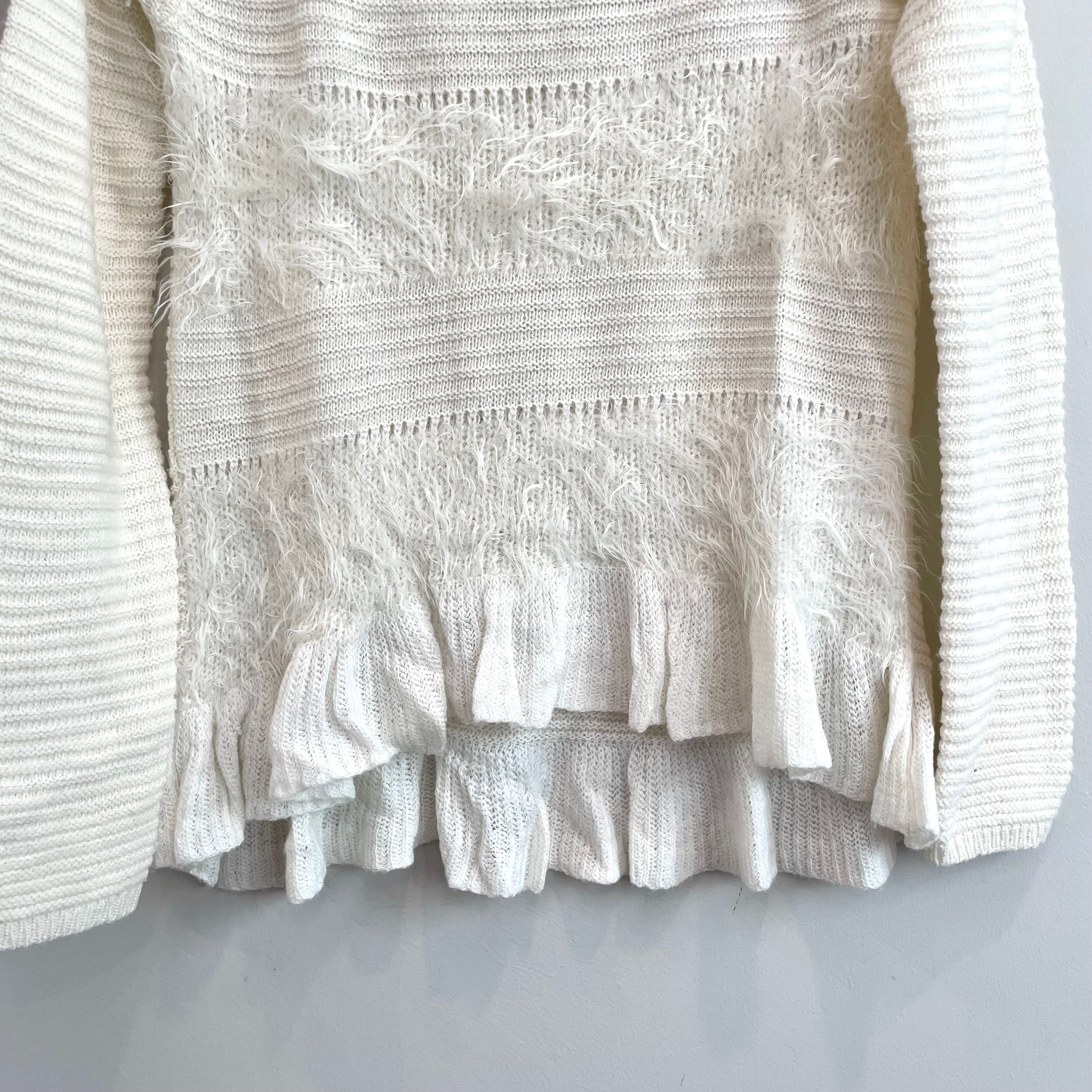 Fuzzy Ruffle Hem Knit Sweater