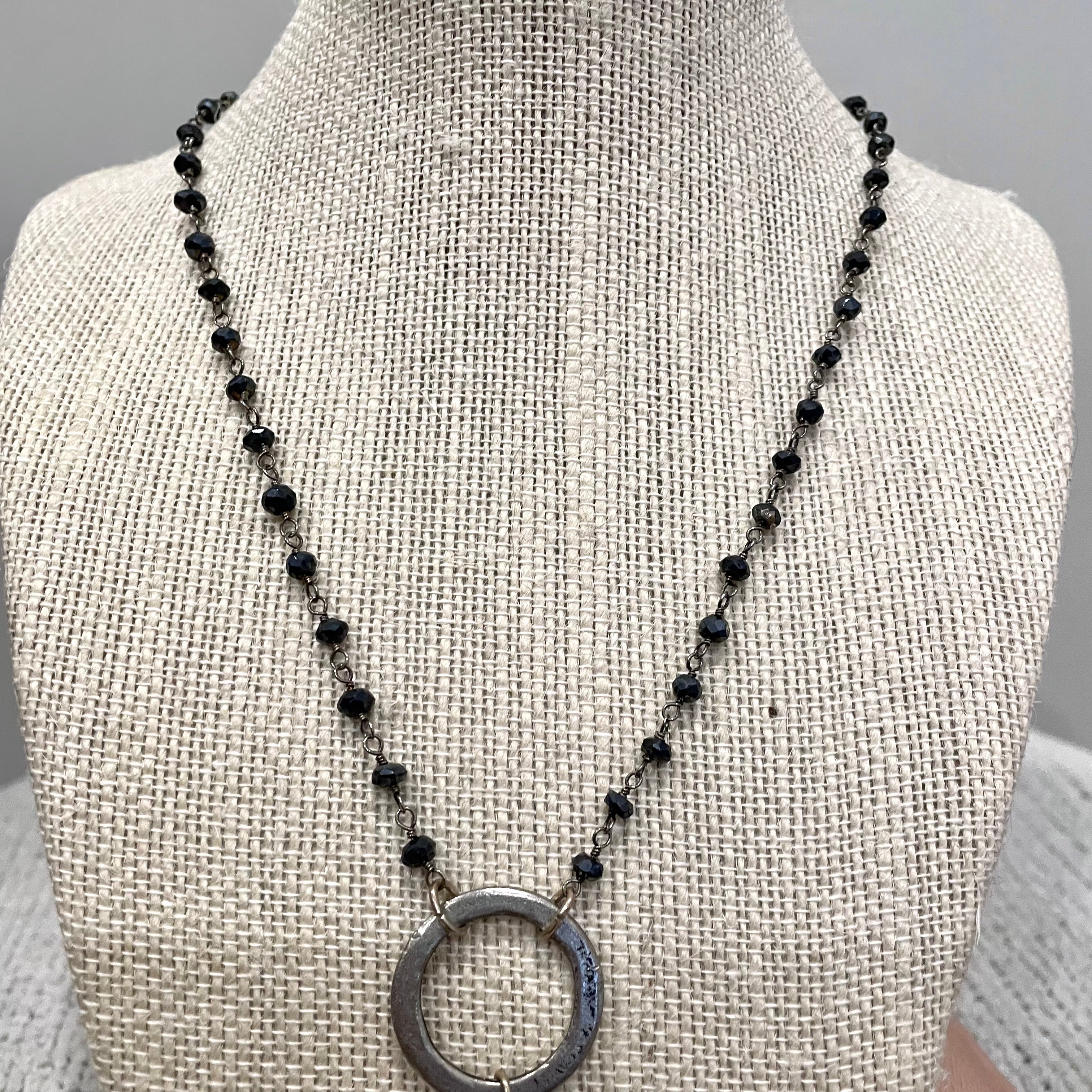 Beaded Circle Charm Necklace