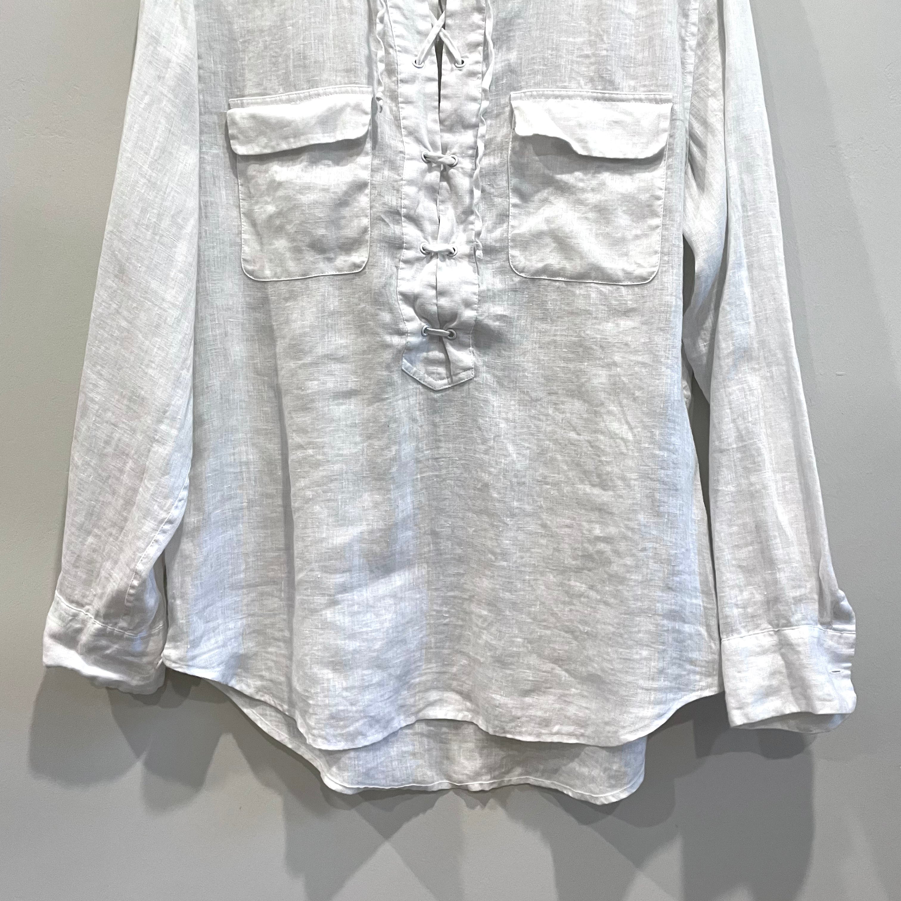 Linen Lace Up Front Top