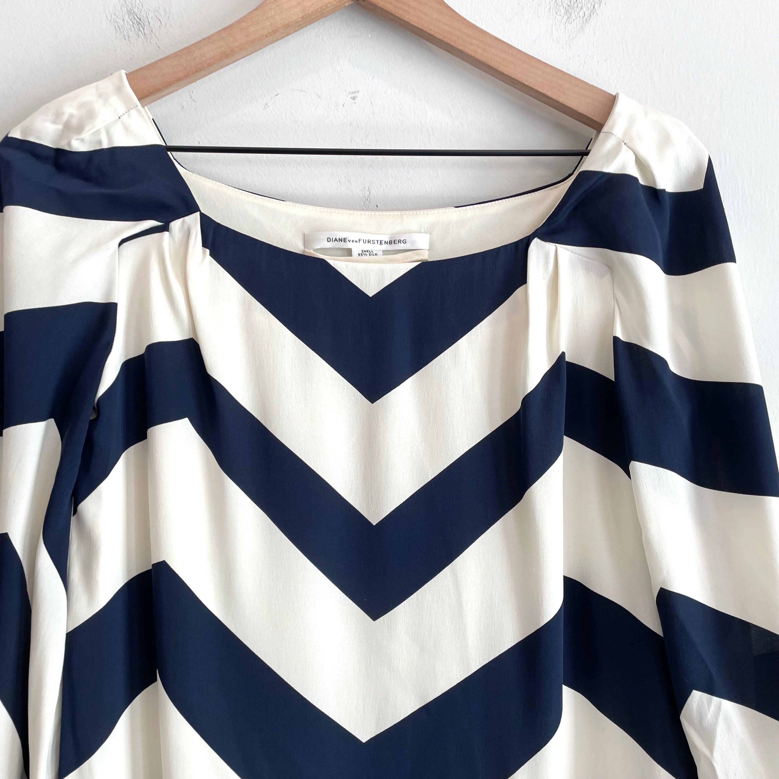 Chevron Belted Silk Blend Mini Dress