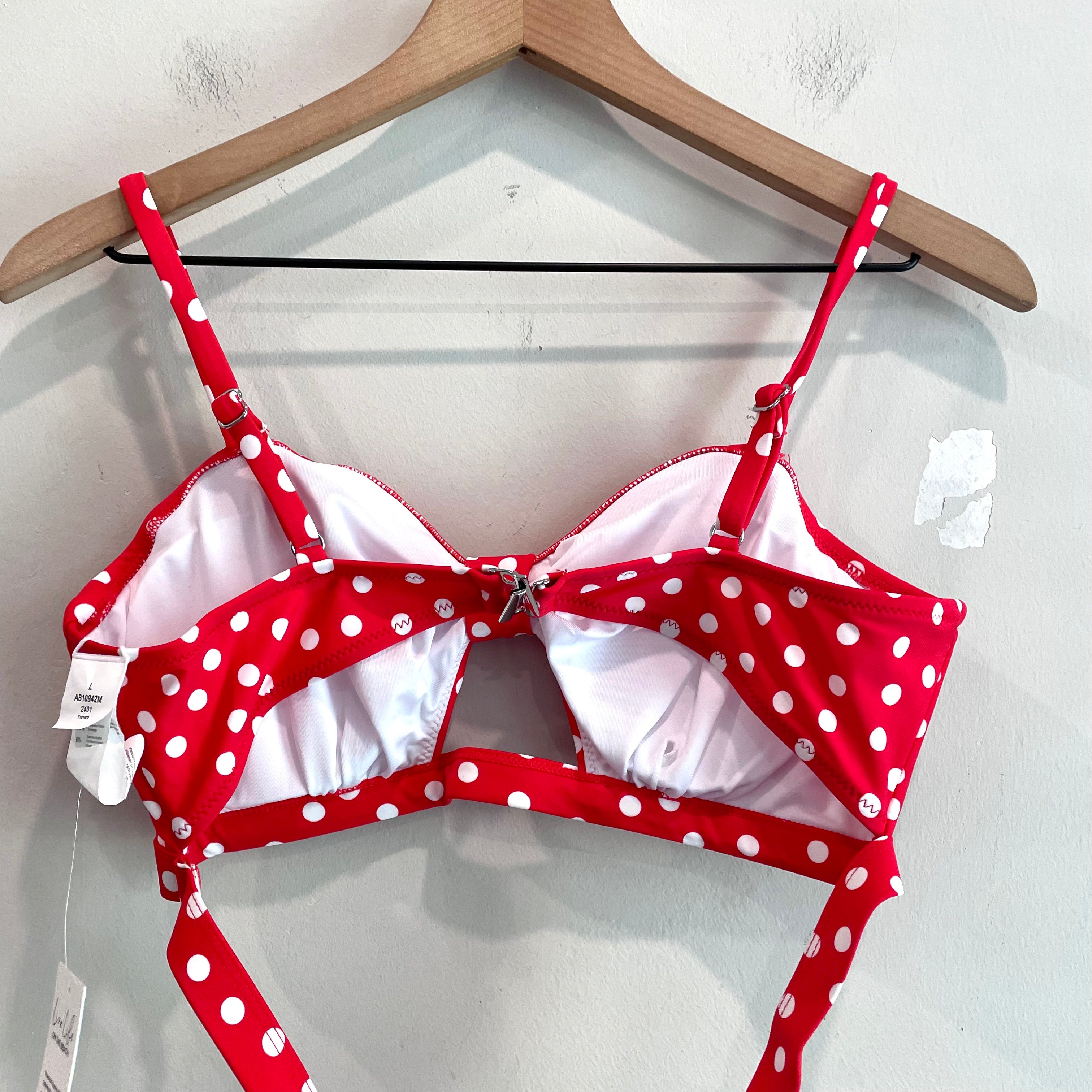 Polka Dot Ruffle Trim Bikini