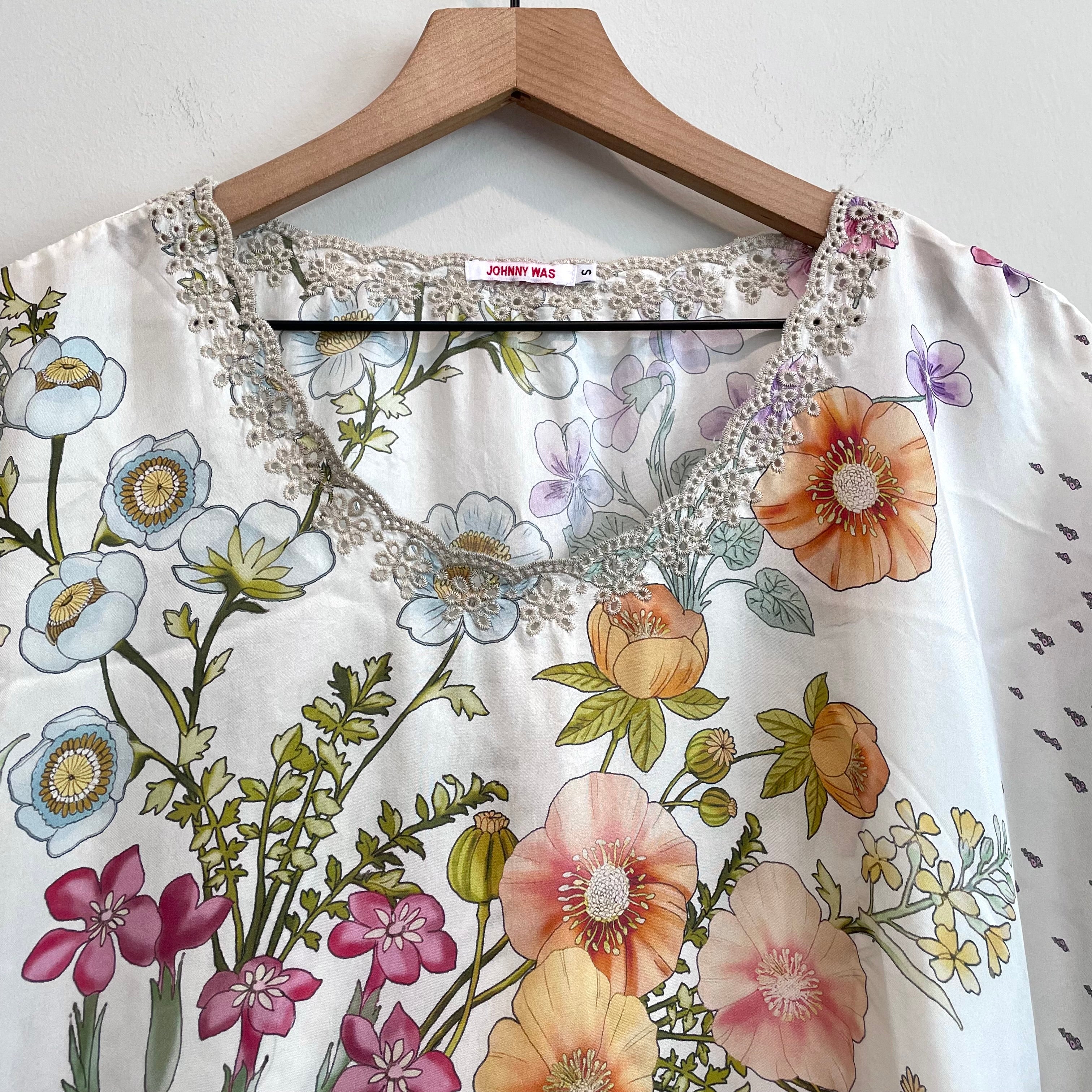 Silk Floral Eyelet Top