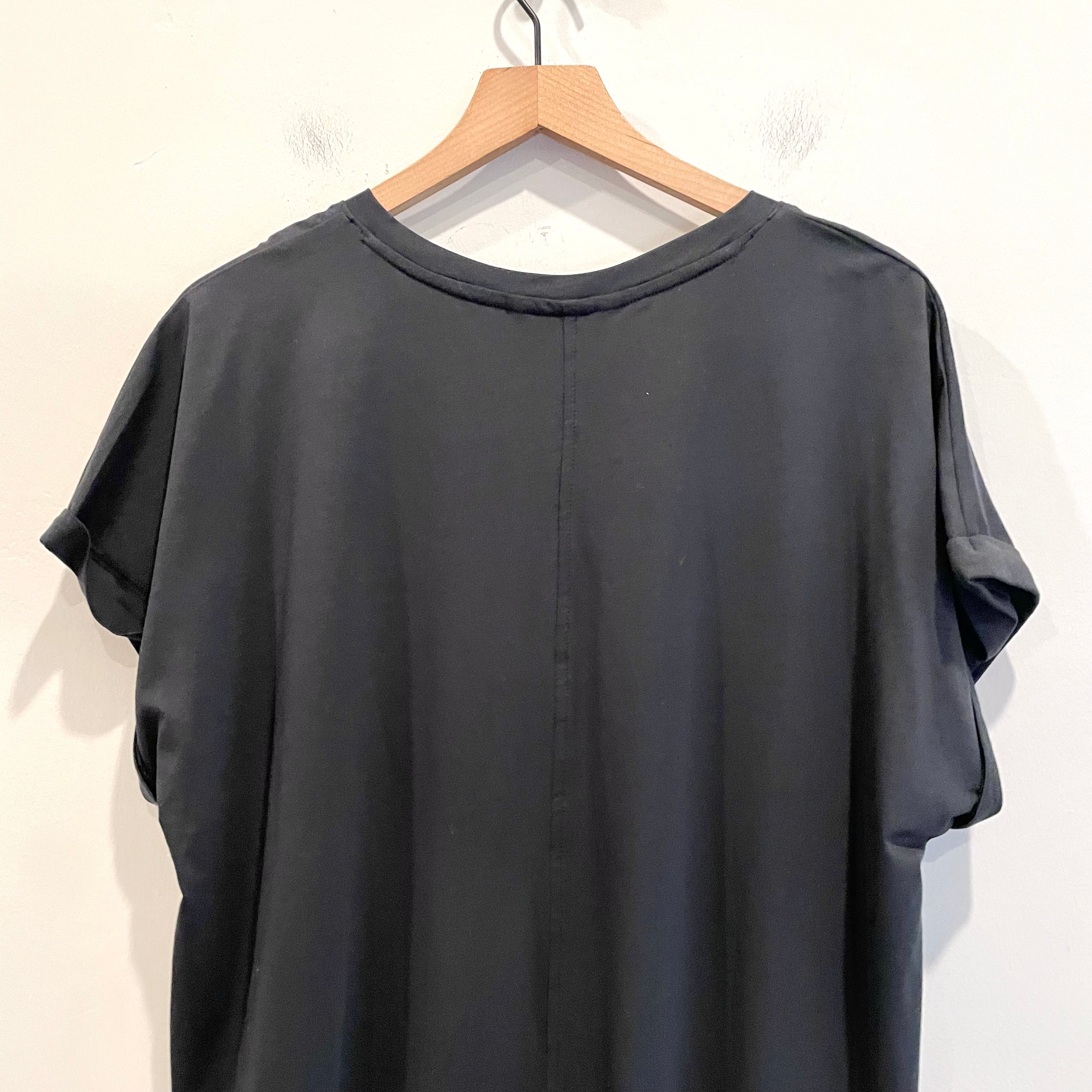 Rolled Sleeve V-Neck Top