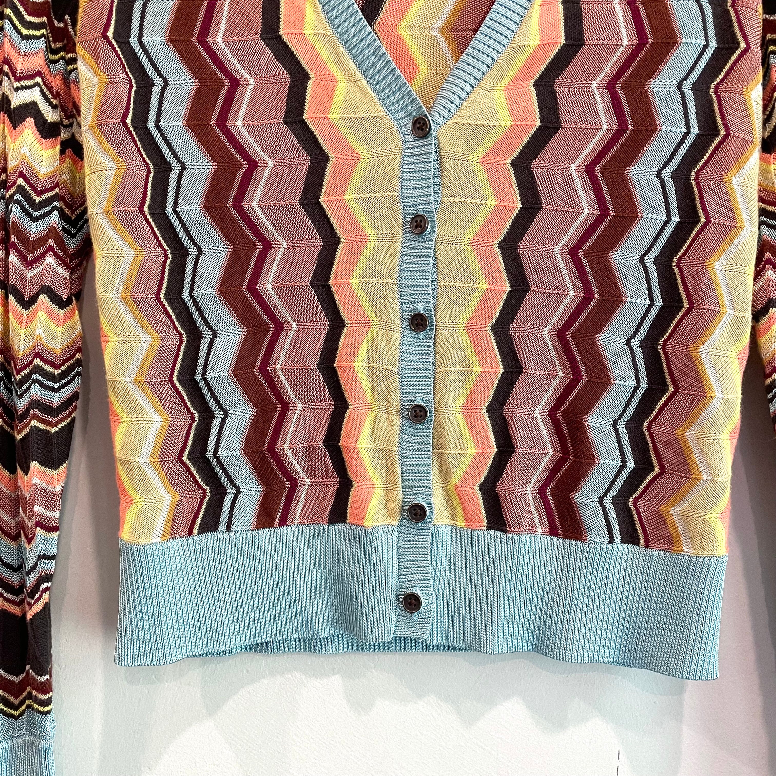 Chevron Striped Knit Cardigan