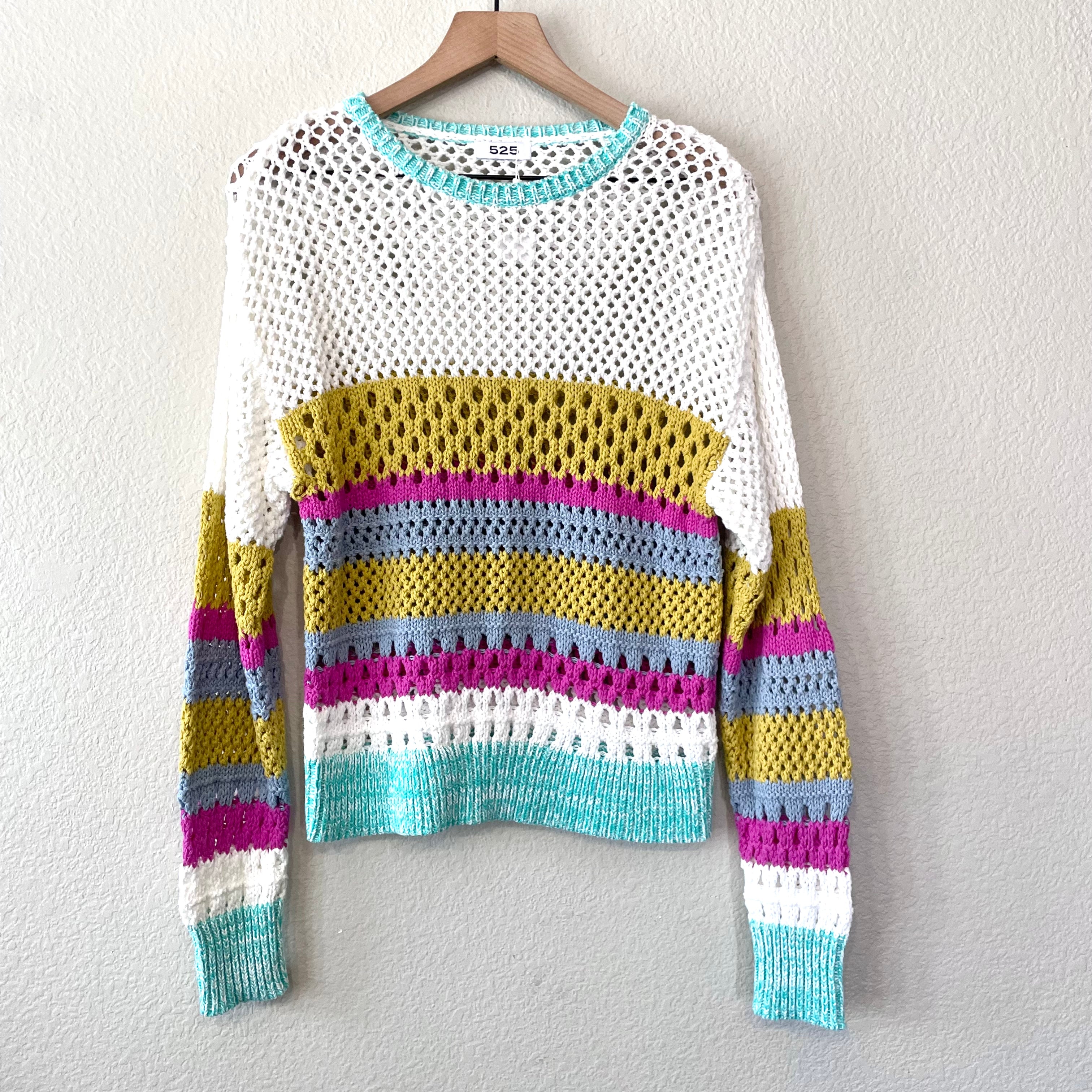 Striped Open Knit Sweater