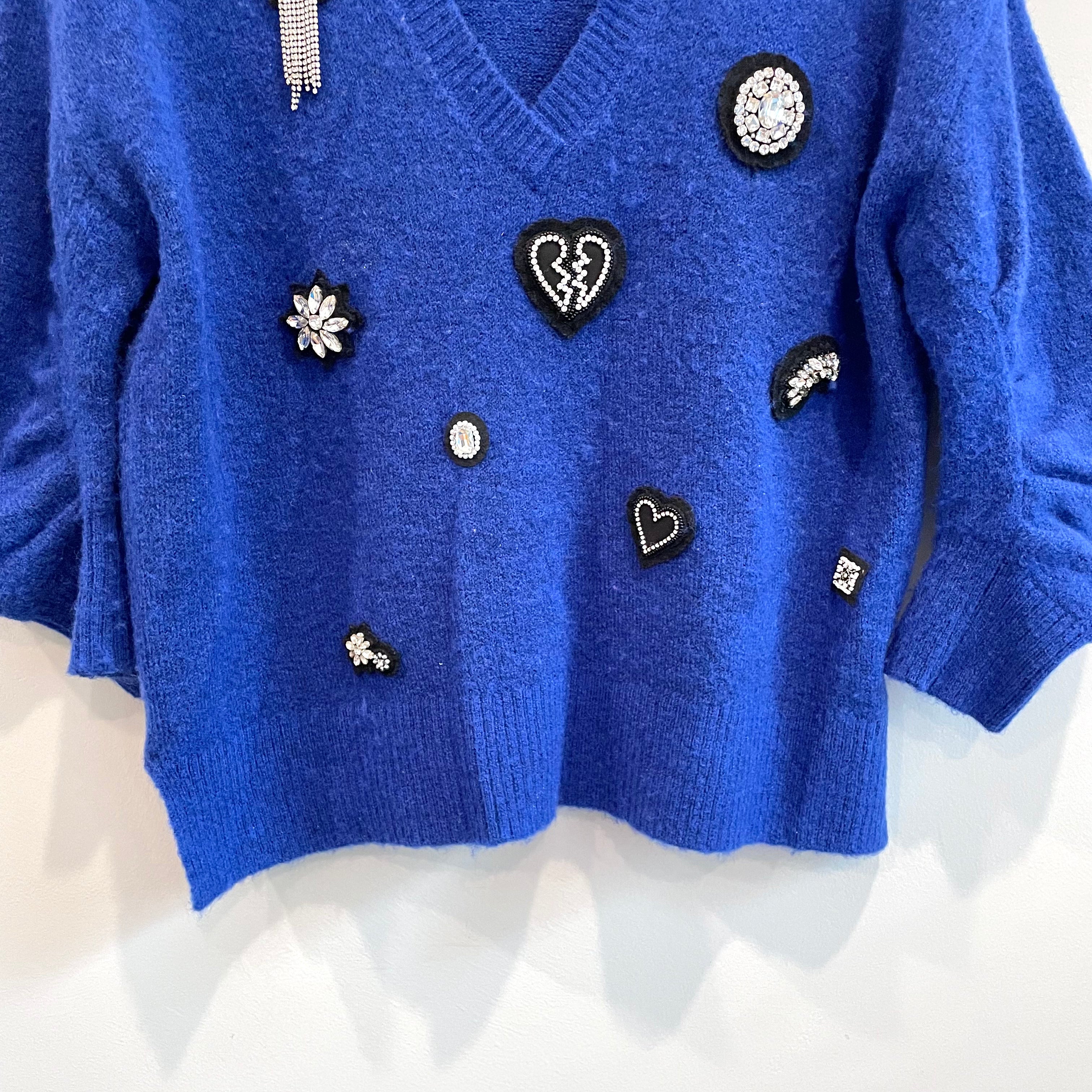 Crystal Appliqué Wool Sweater