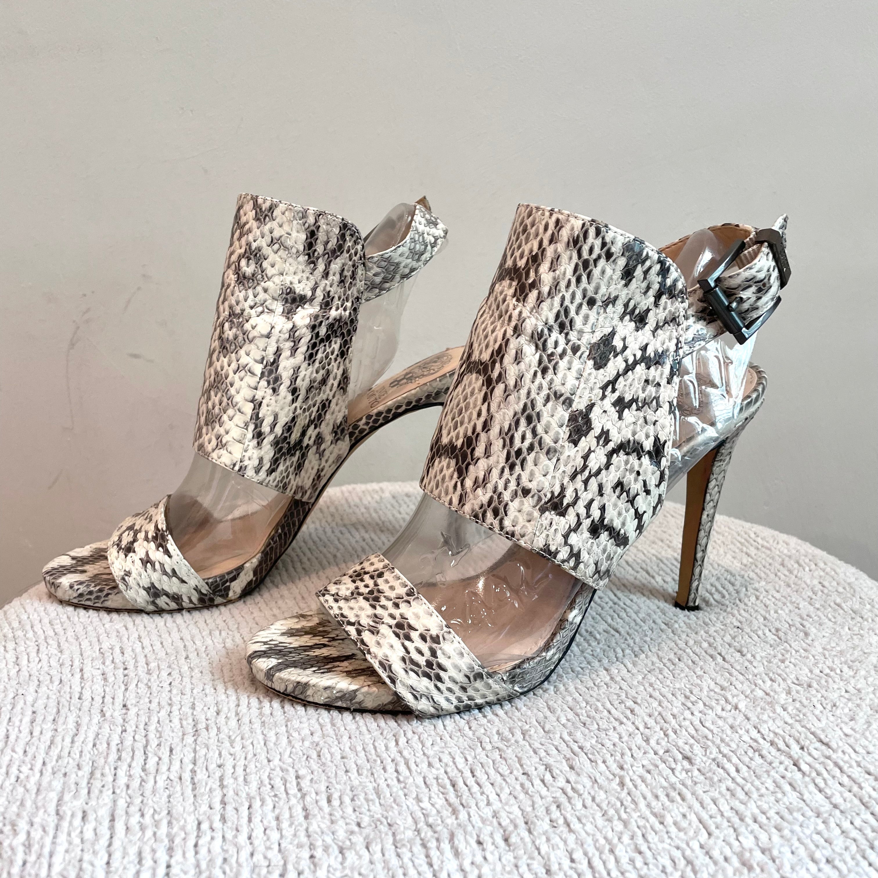 Snakeskin Open Toe Heels