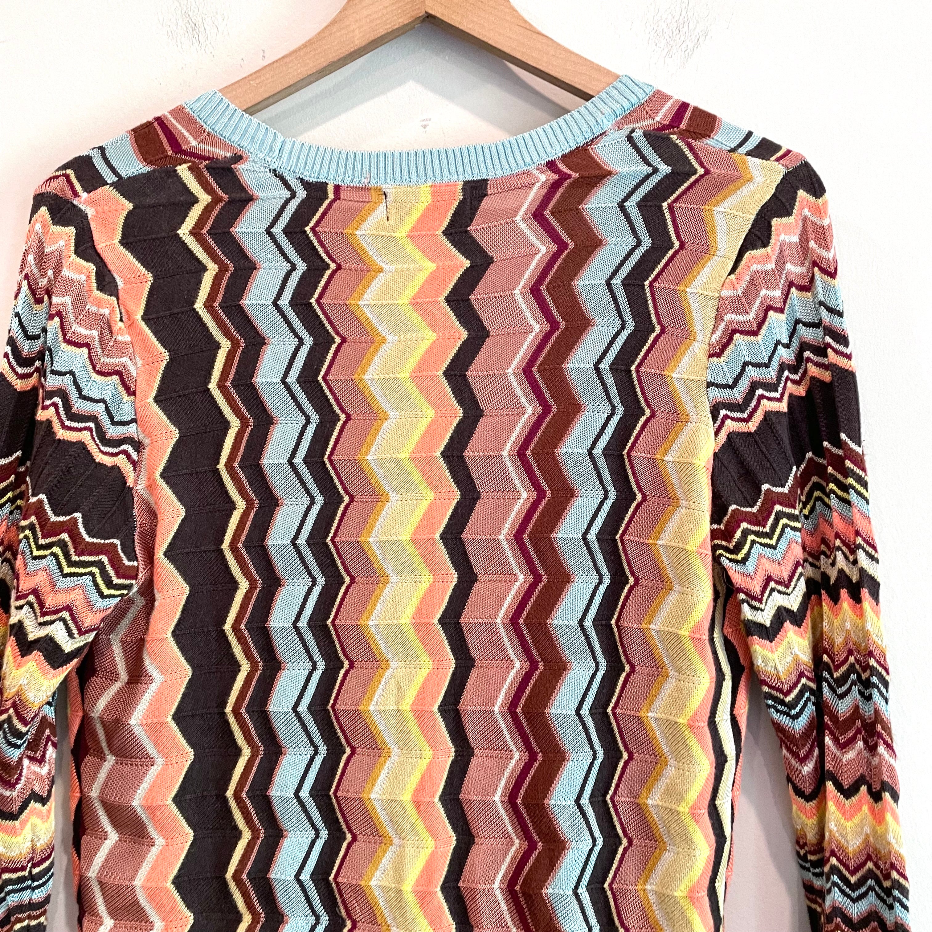 Chevron Striped Knit Cardigan