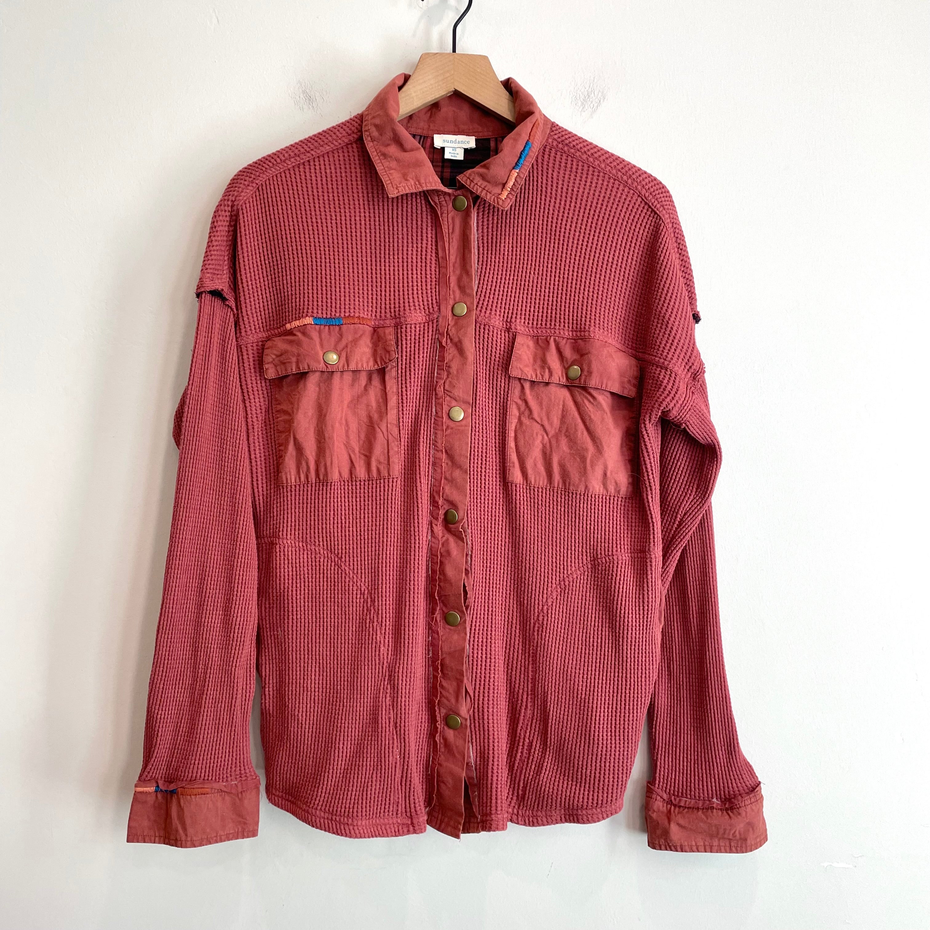 Waffle Knit Button Down Shirt