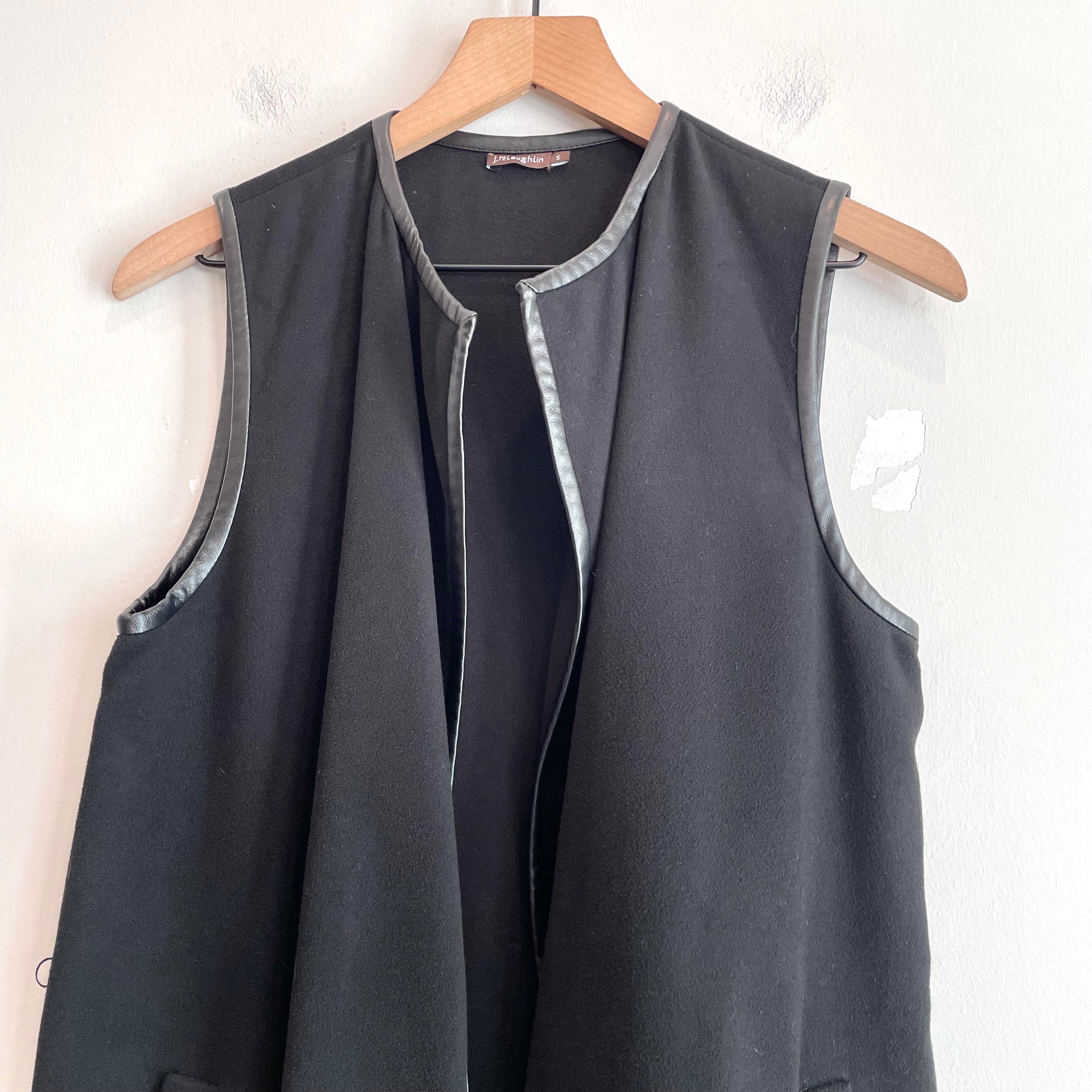 Faux Leather Trim Vest