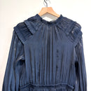 Pleated V-Neck Dress-13