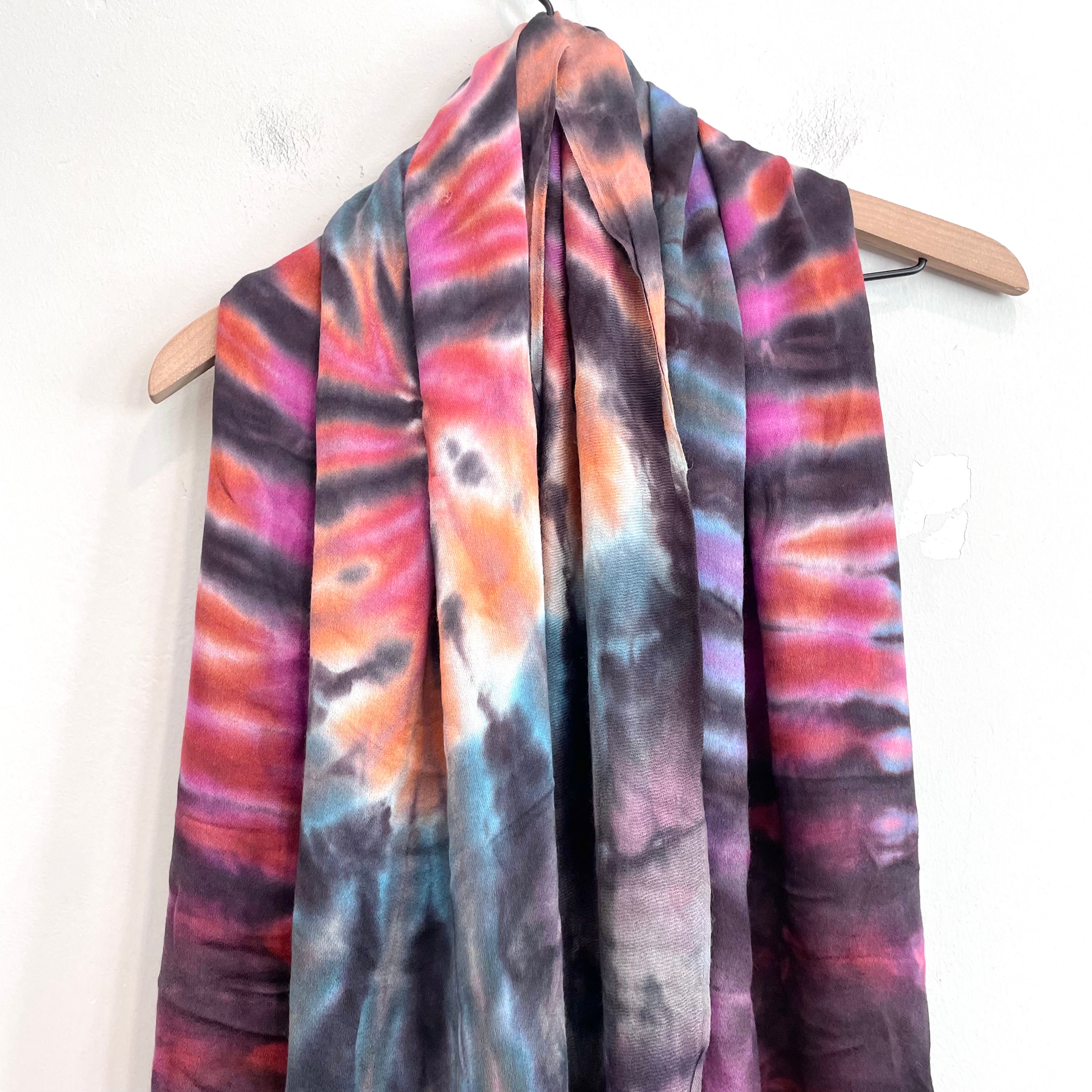 Tie Dye Fringe Hem Scarf