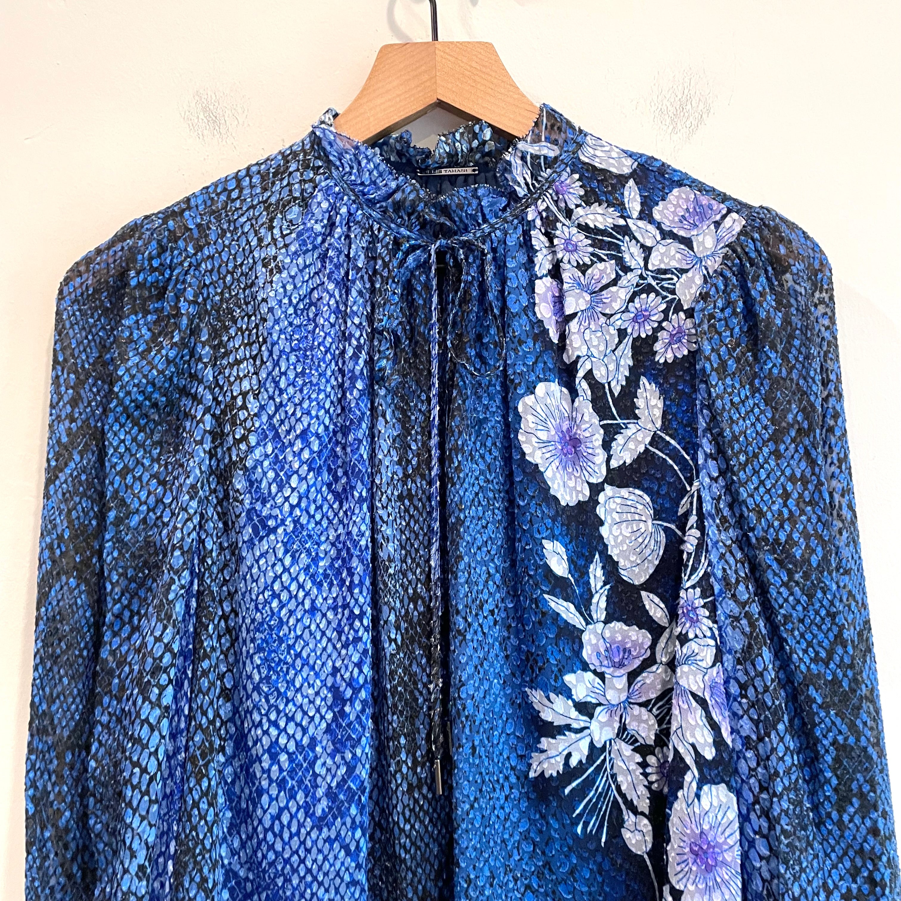 Snakeskin Floral Silk Blend Top