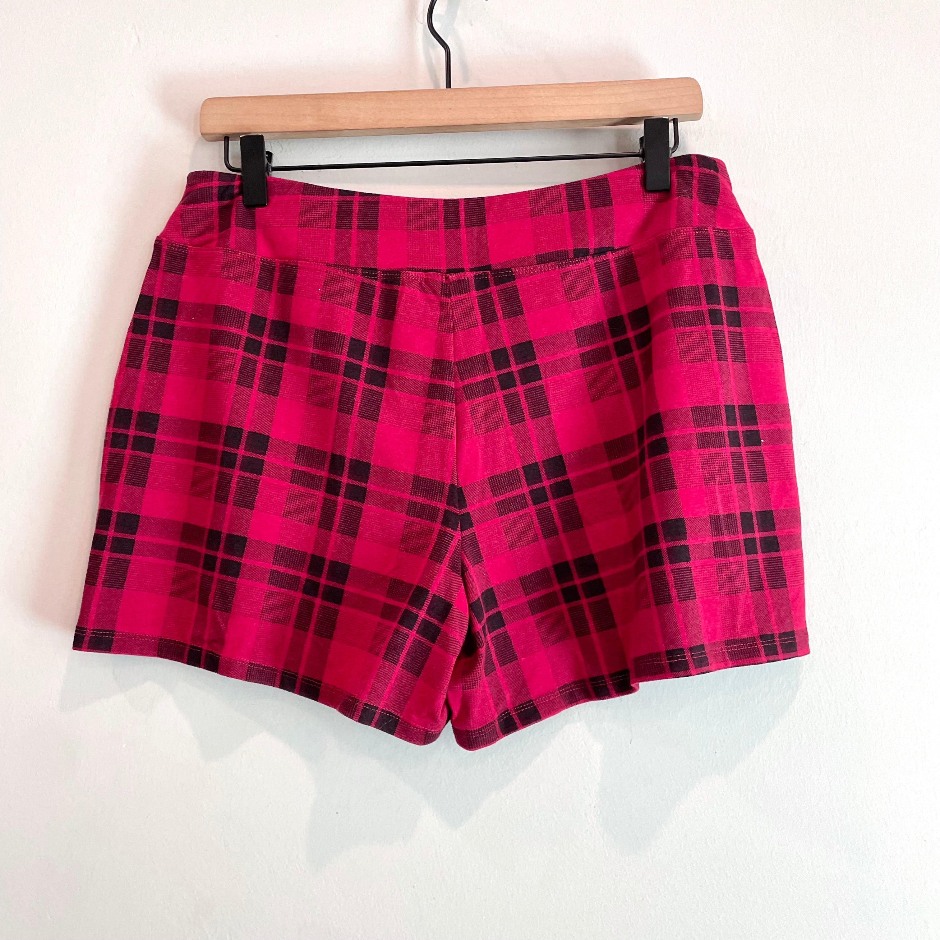 Plaid Ribbon Drawstring Pajama Shorts