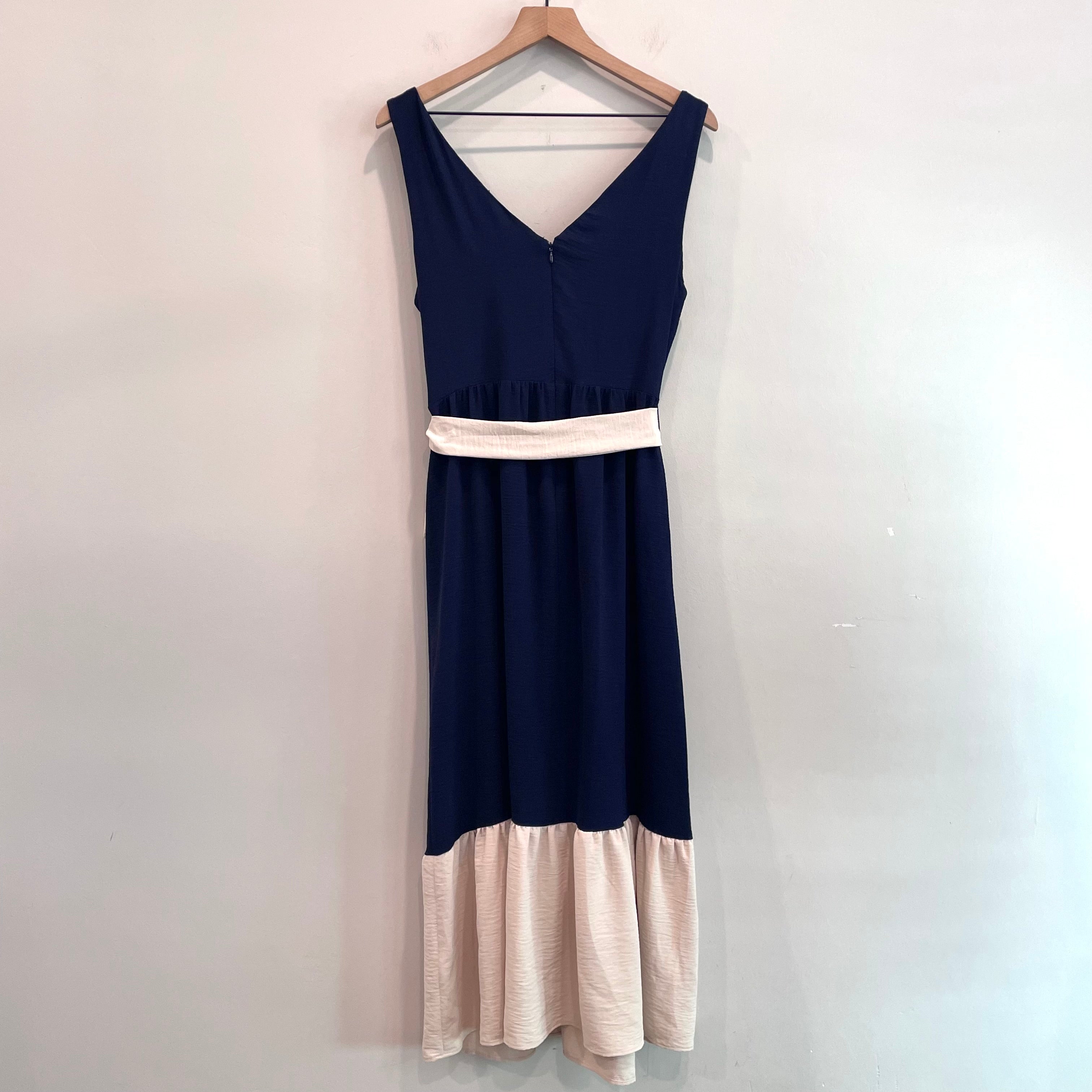 Colorblock Sash Belt Midi Dress