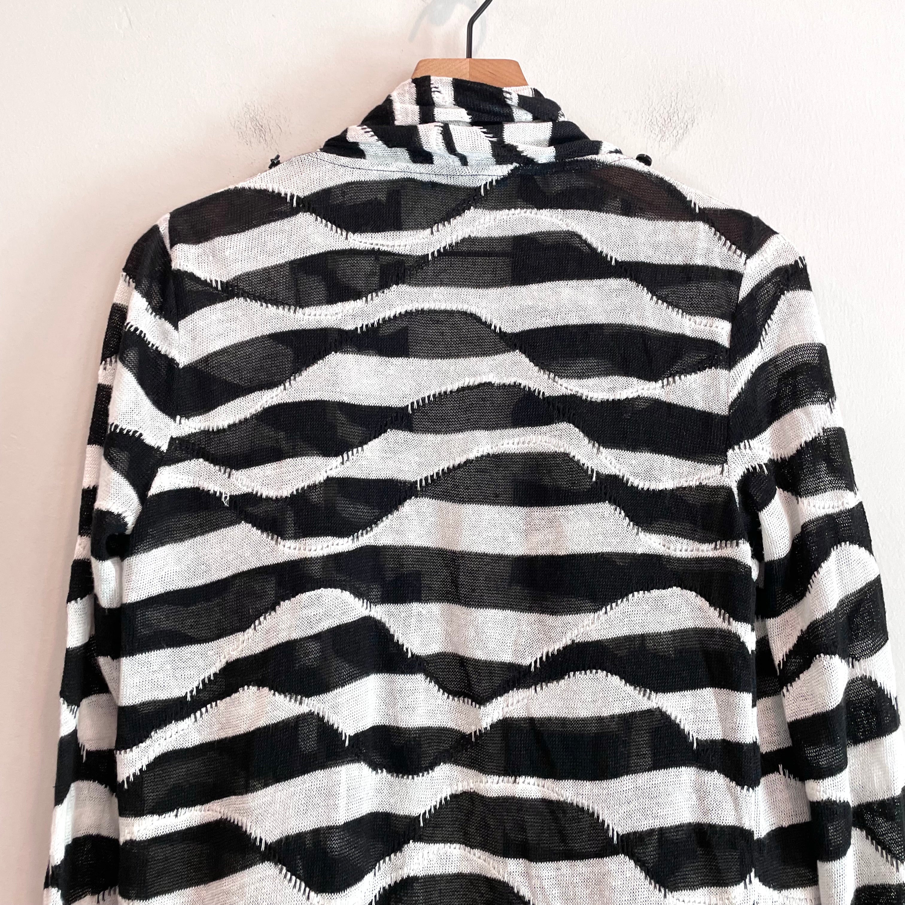 Wavy Striped Wrap Cardigan