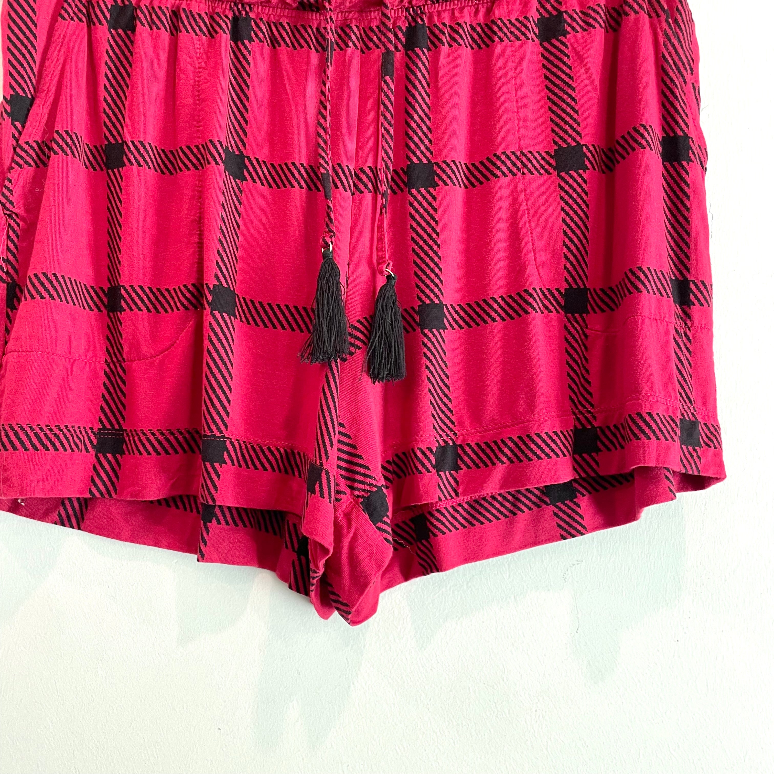 Plaid Tassel Pajama Shorts