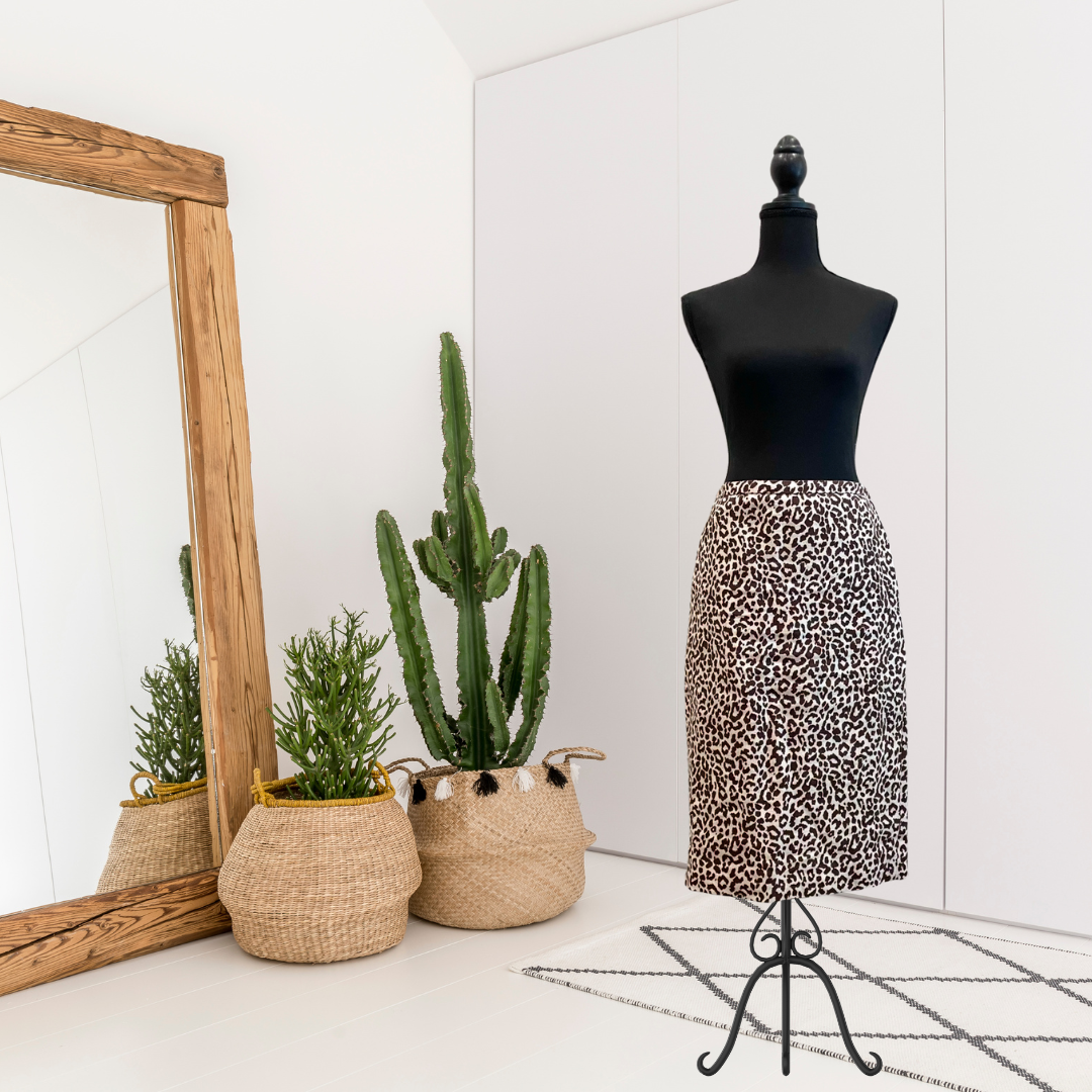 Leopard Linen Pencil Skirt