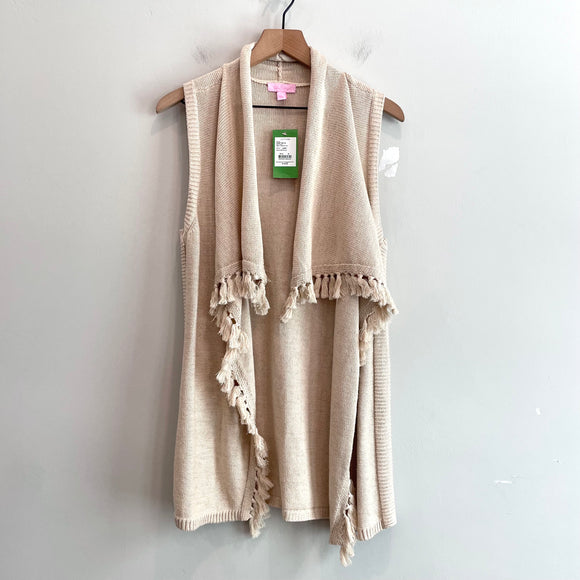 Tassel Trim Open Front Cardigan Vest