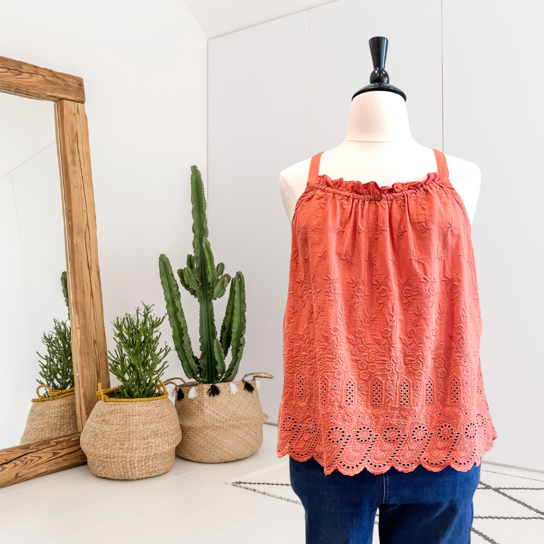 Embroidered Eyelet Tank Top