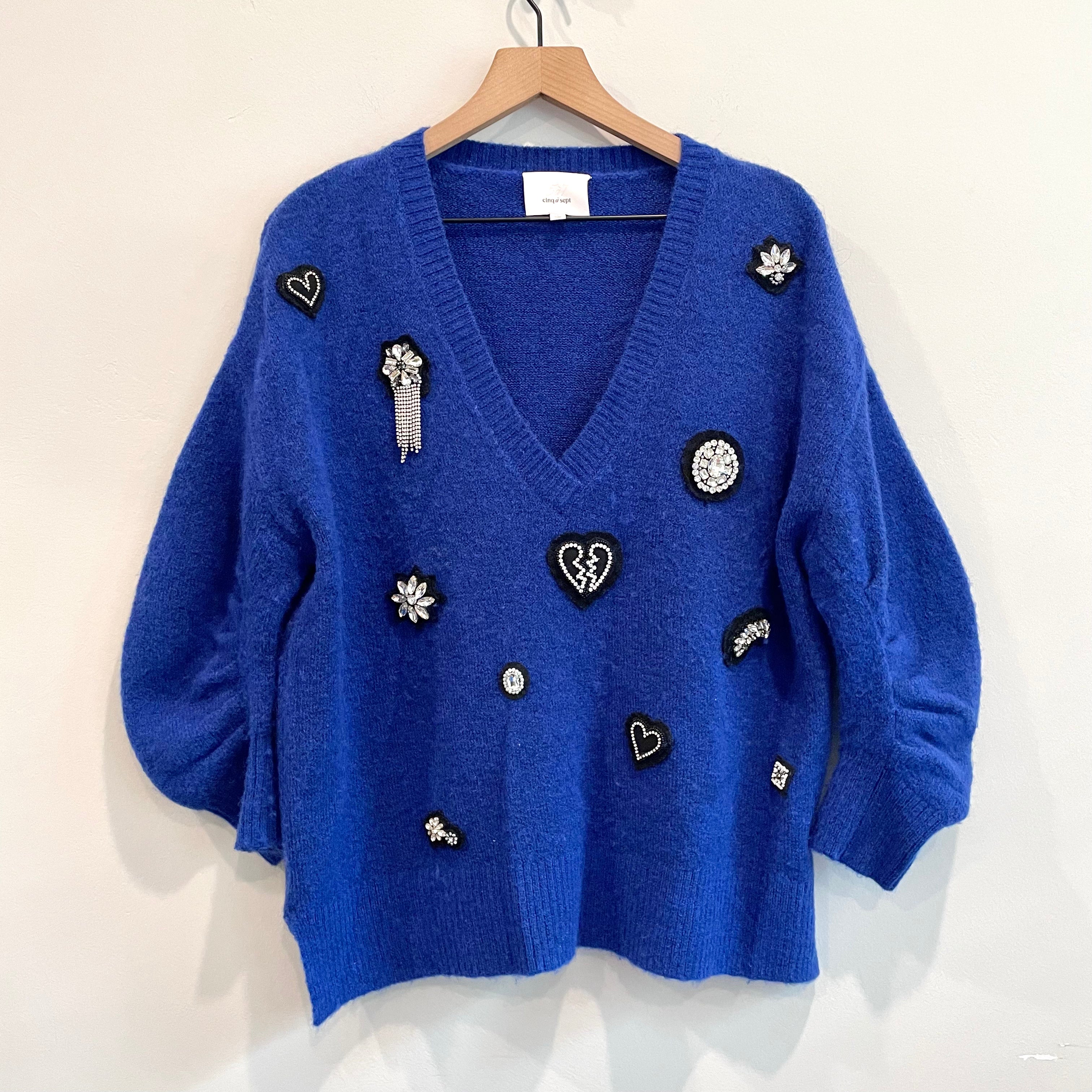 Crystal Appliqué Wool Sweater