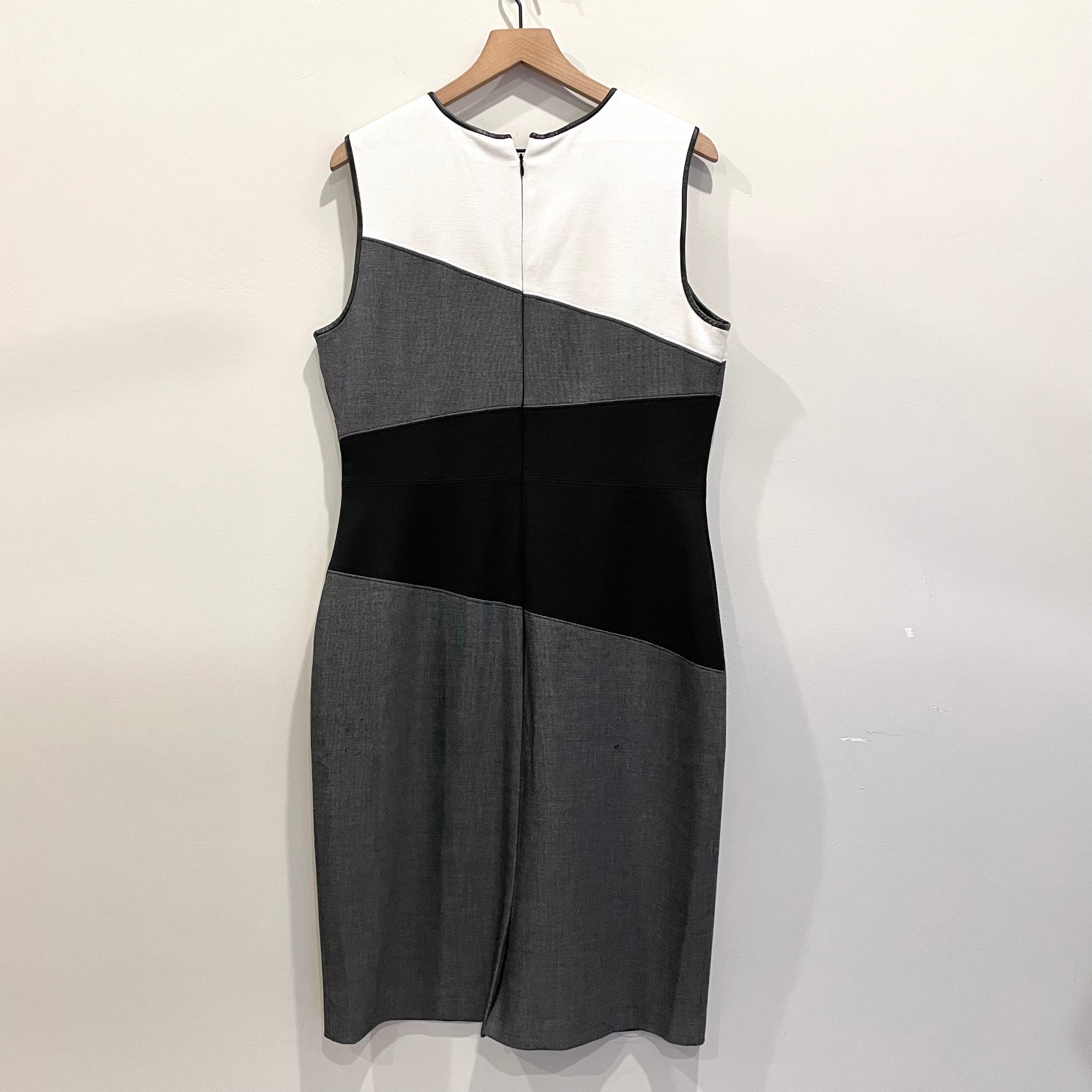 Colorblock Faux Leather Trim Dress