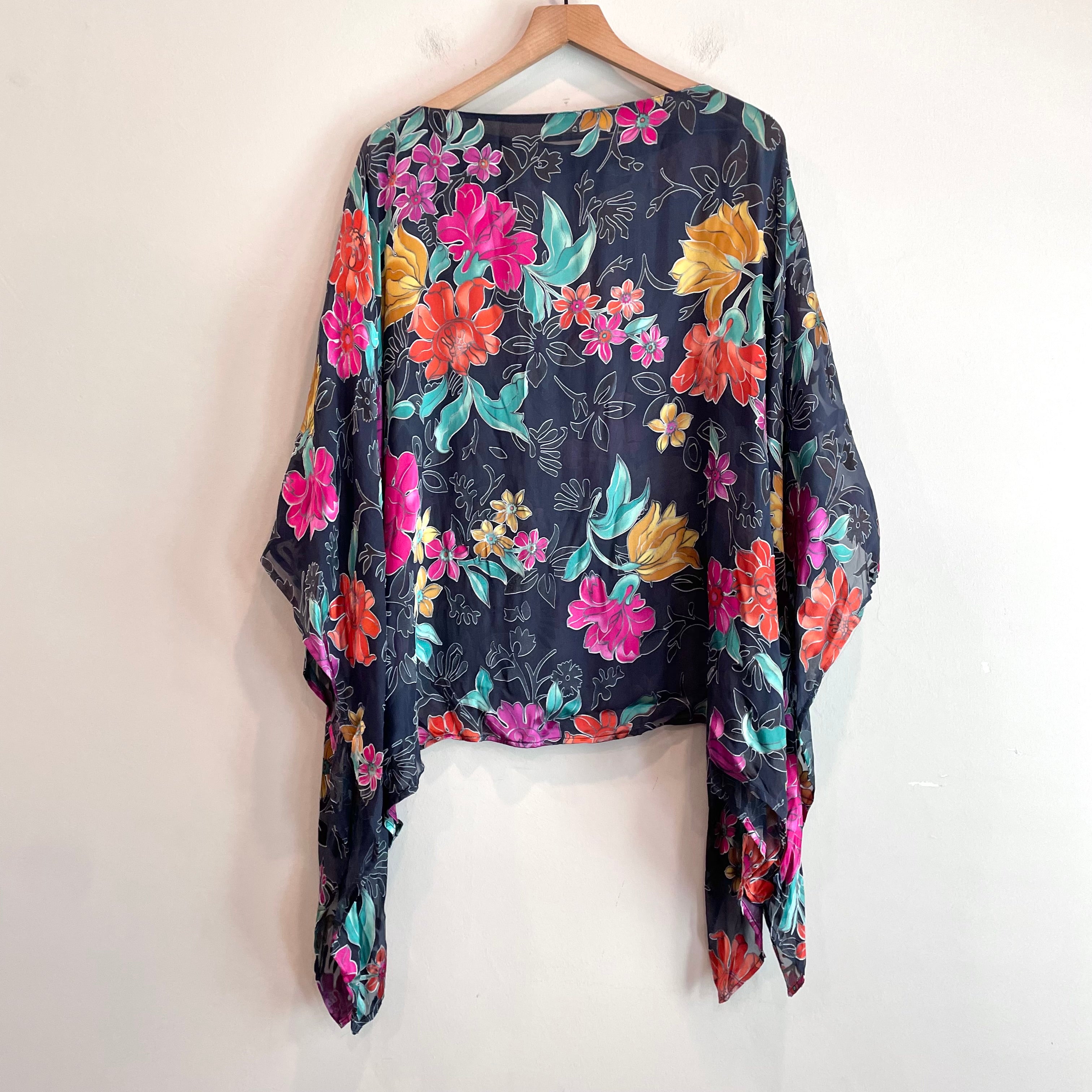 Floral Sheer Poncho Blouse