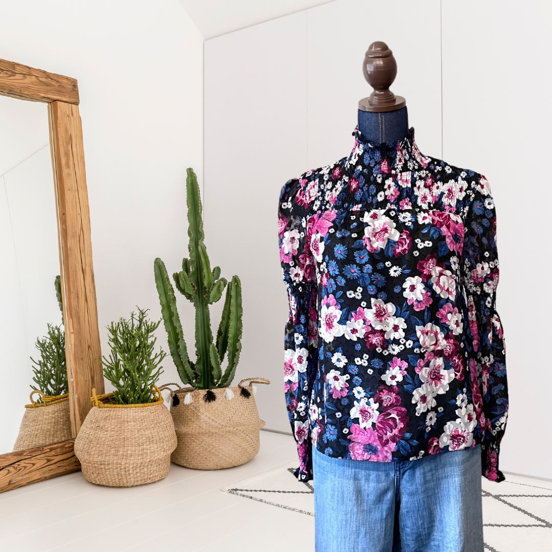 Floral Mock Neck Blouse