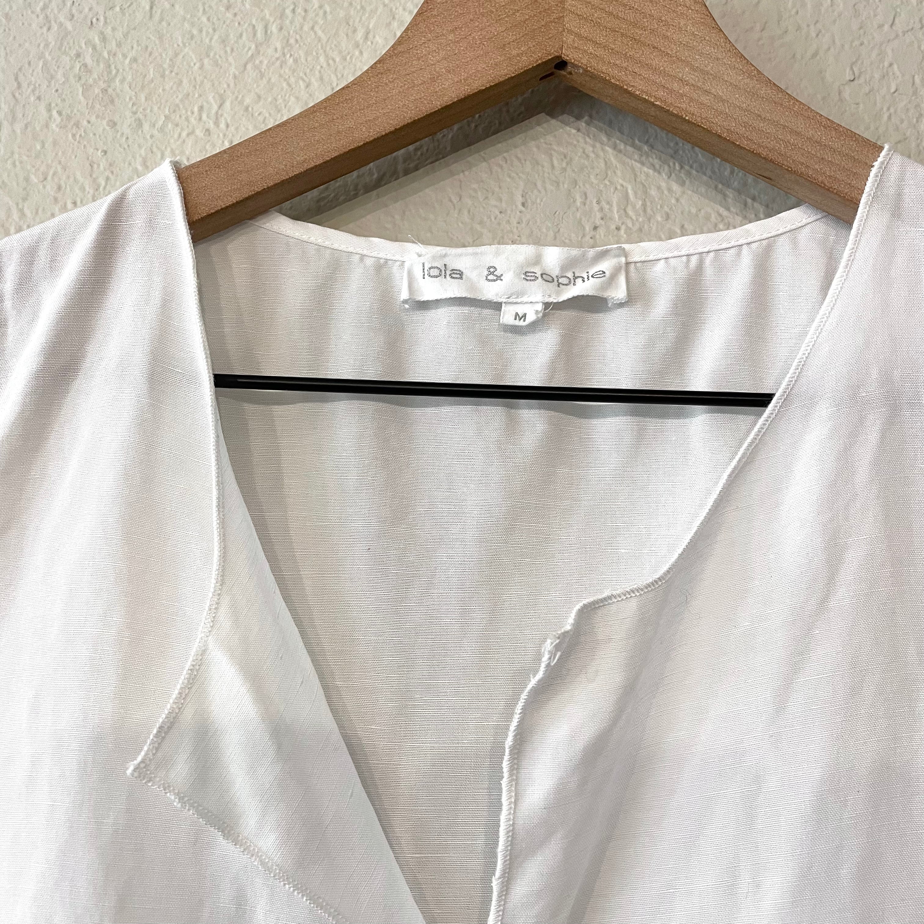 Linen Blend Silk Trim Top