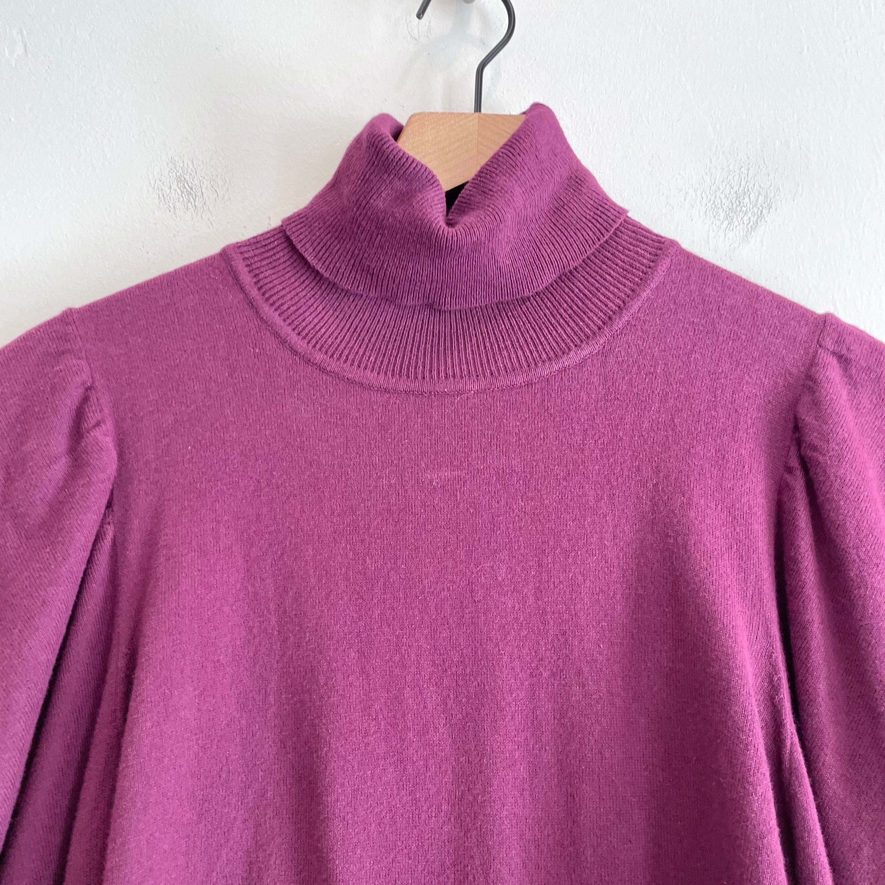 Puff Shoulder Turtleneck Sweater