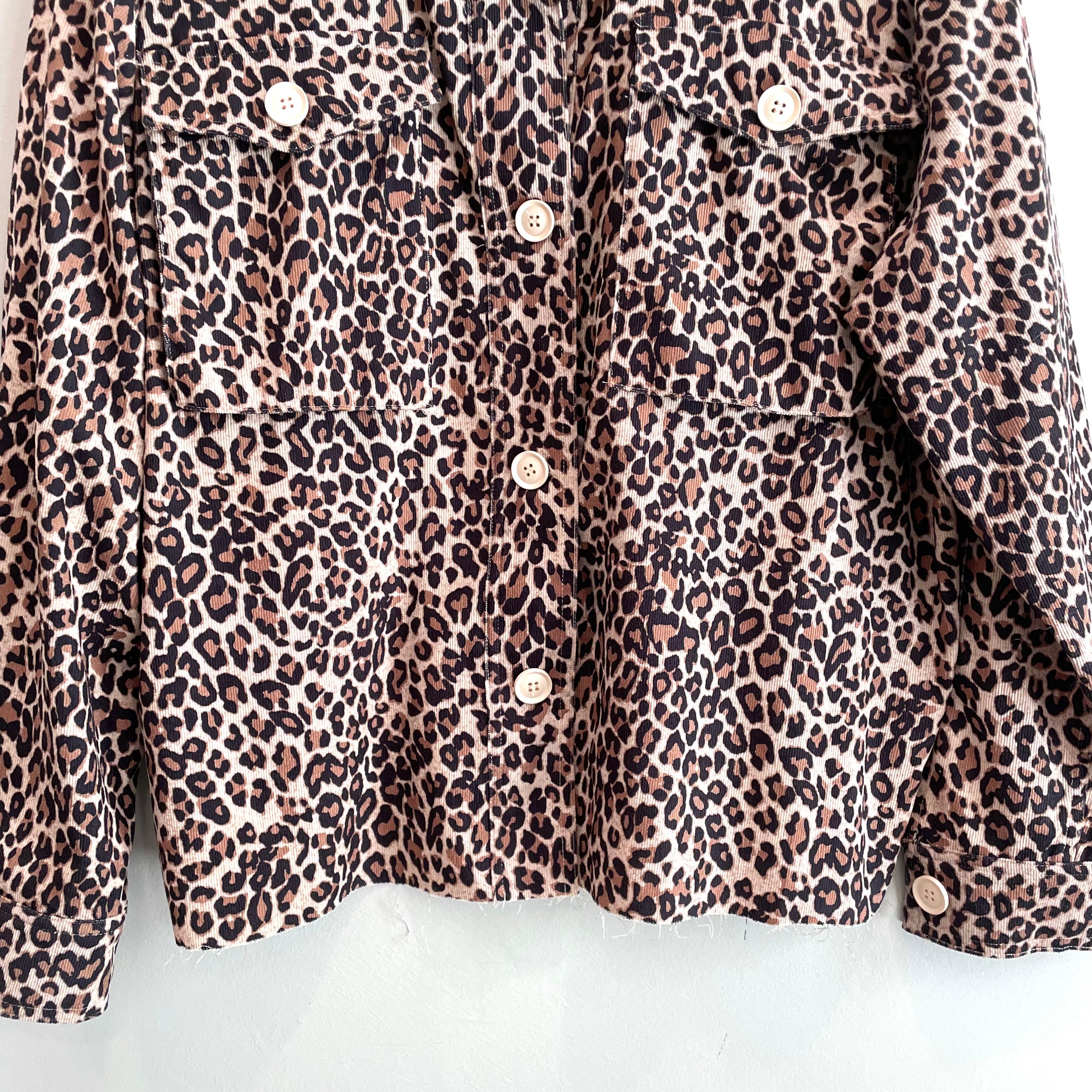 Leopard Corduroy Shirt Jacket