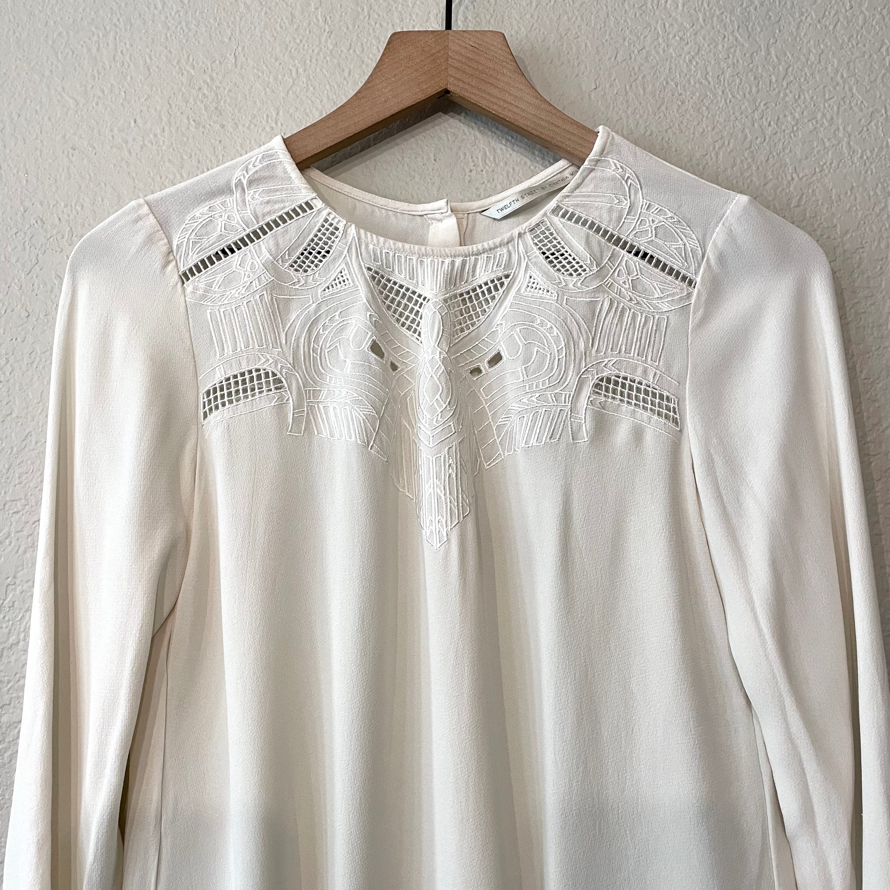 Long Sleeve Eyelet Blouse