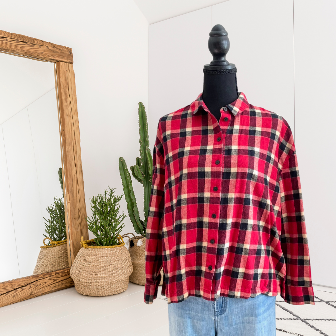 Plaid Flannel Button Down Top