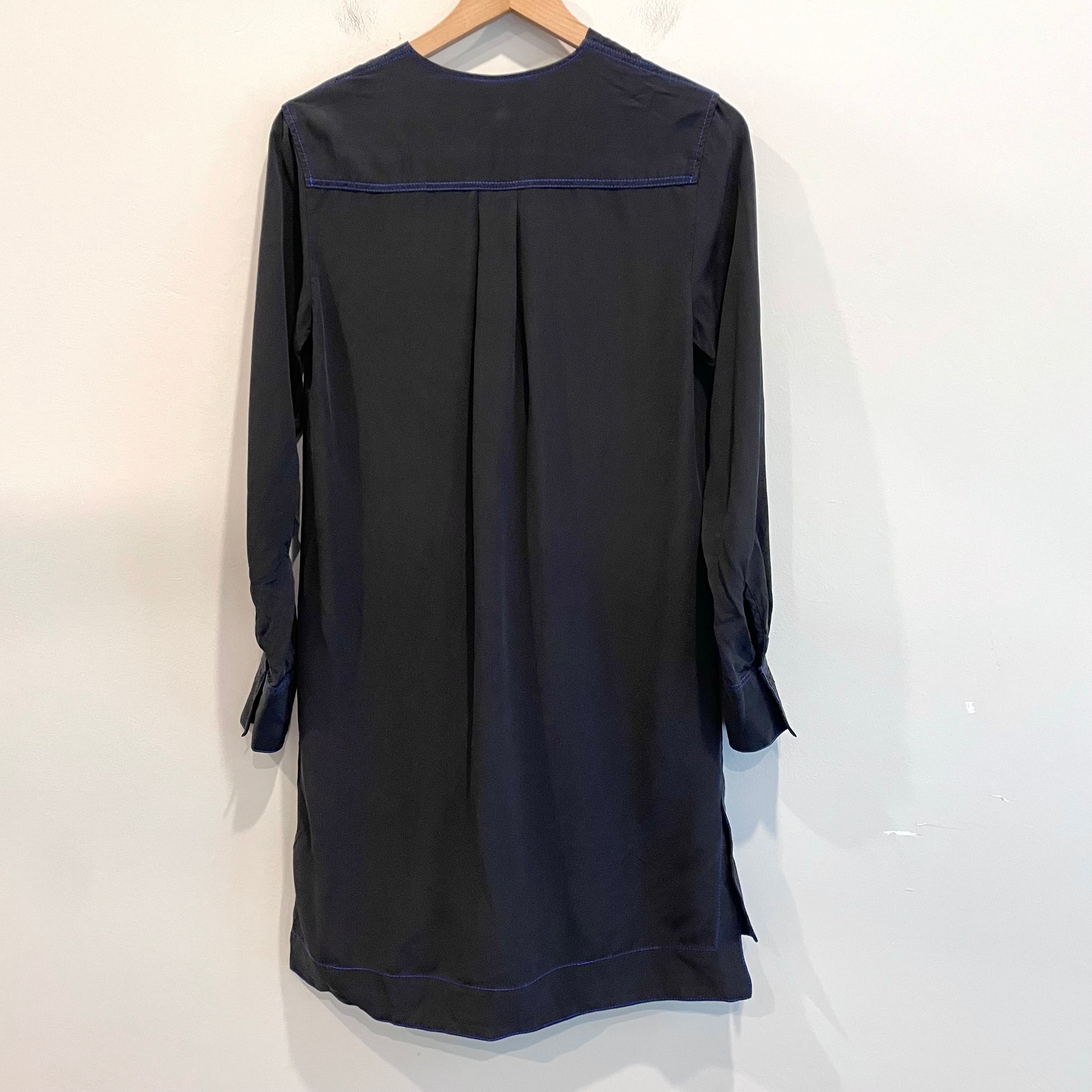 Silk Long Sleeve Pleated Dress