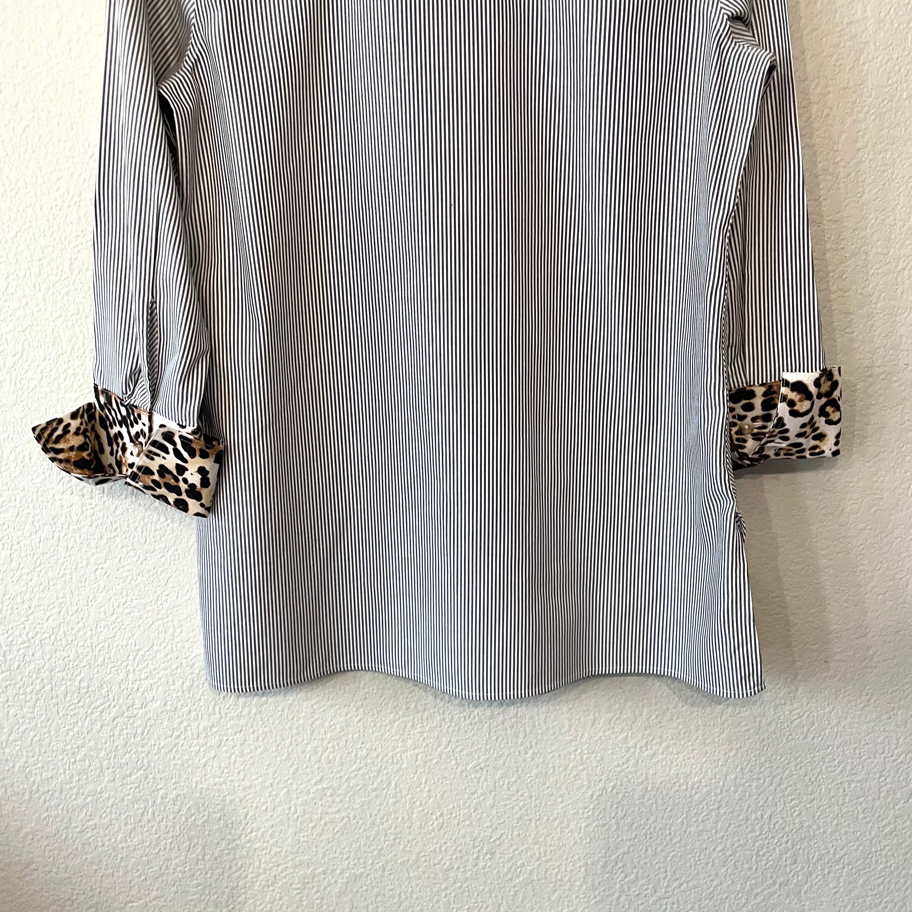 Striped Leopard Popover Top