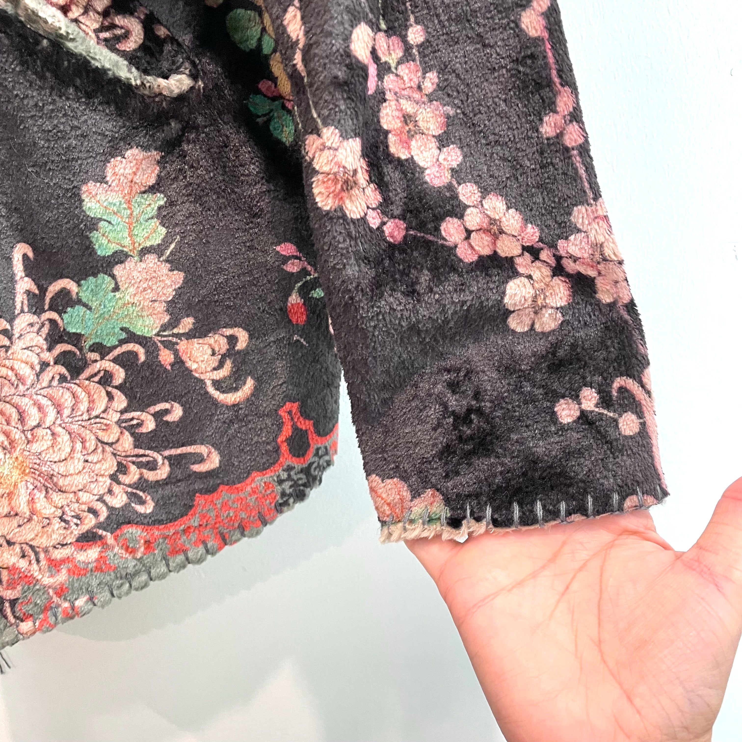 Floral Sherpa Sweater Jacket