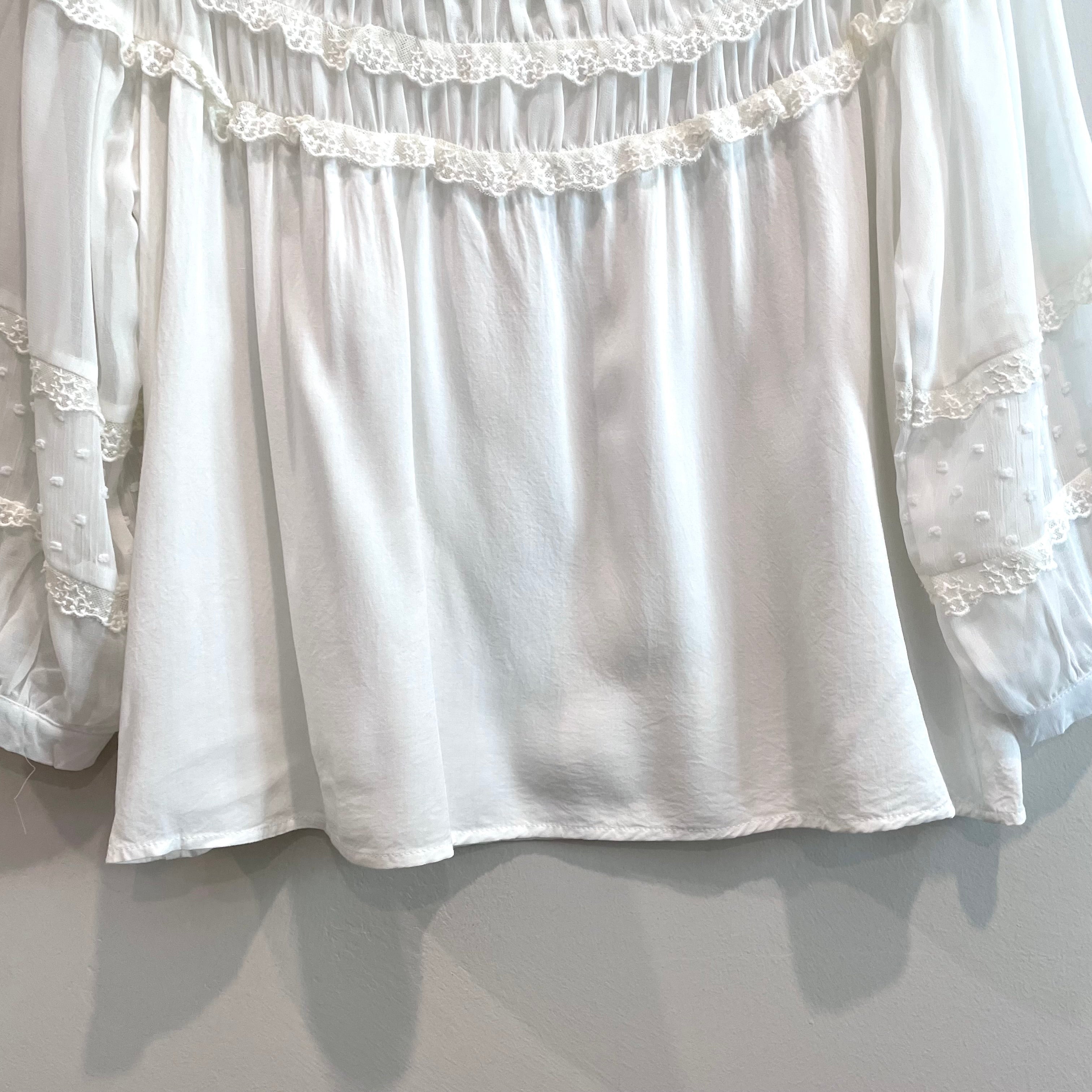 Ruffle Lace Neckline Top