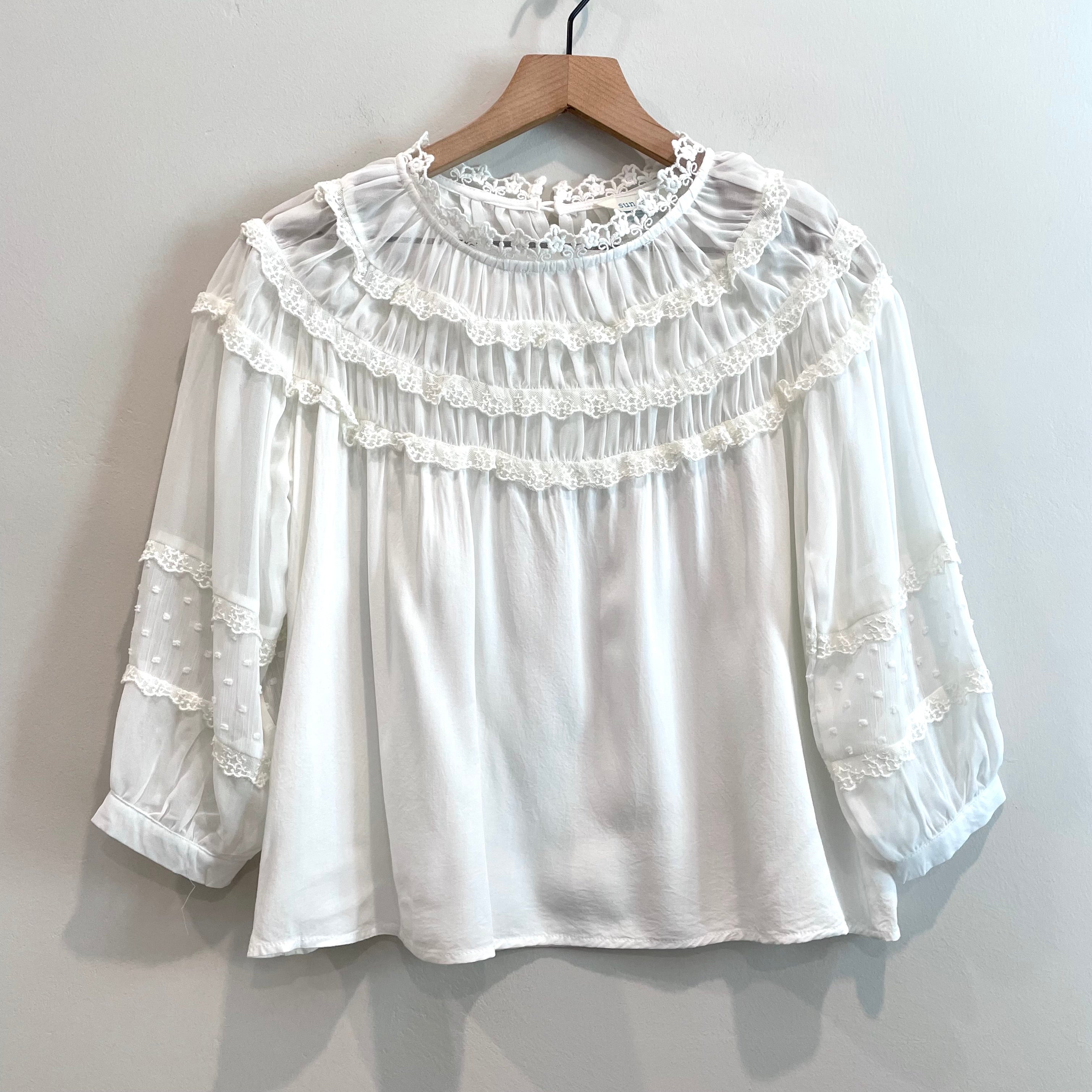 Ruffle Lace Neckline Top