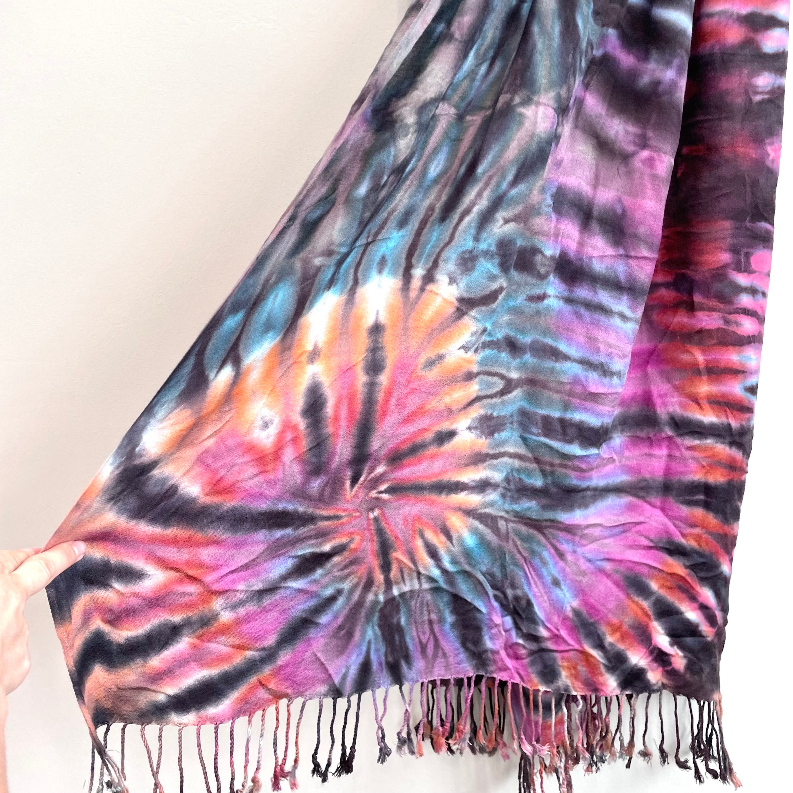 Tie Dye Fringe Hem Scarf