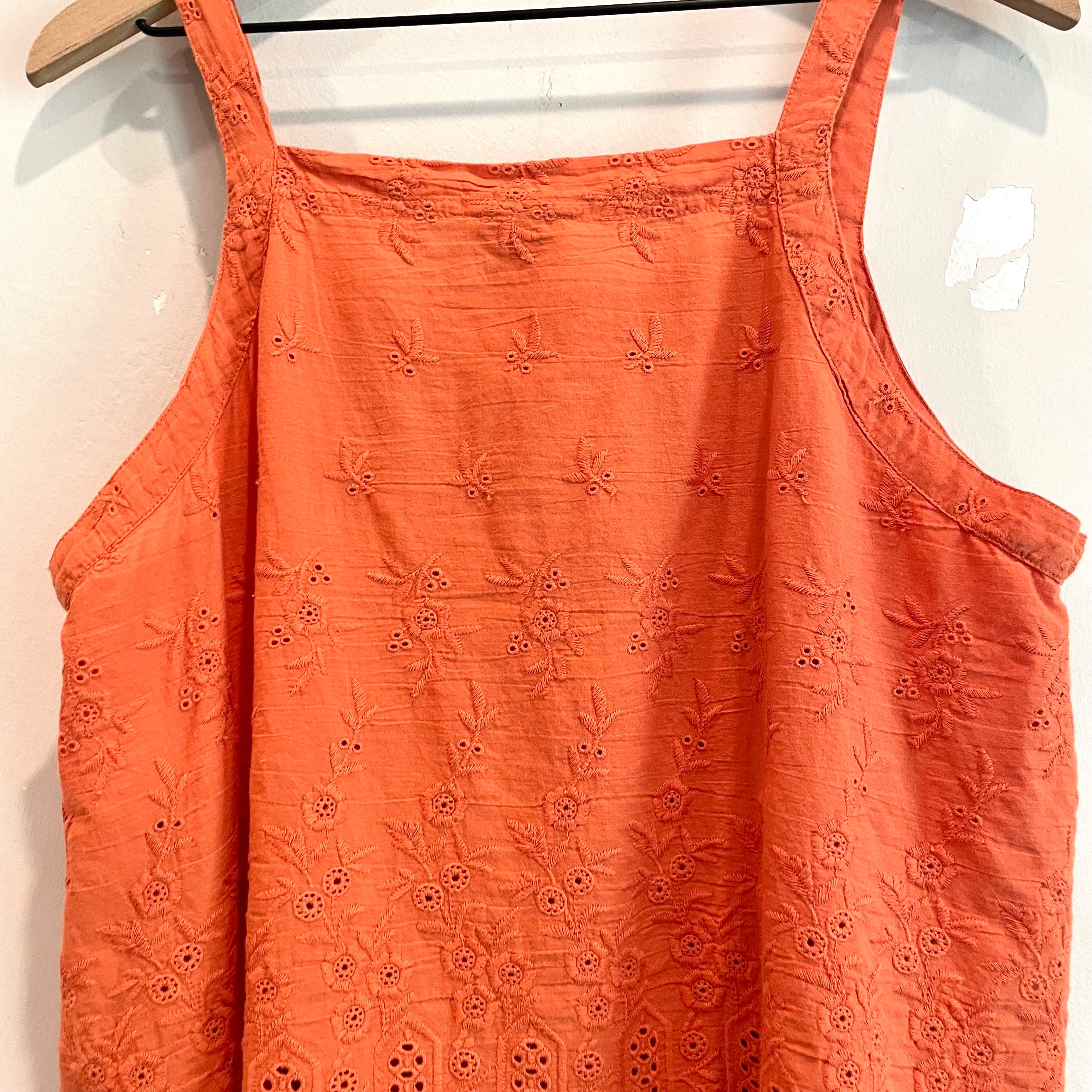 Embroidered Eyelet Tank Top