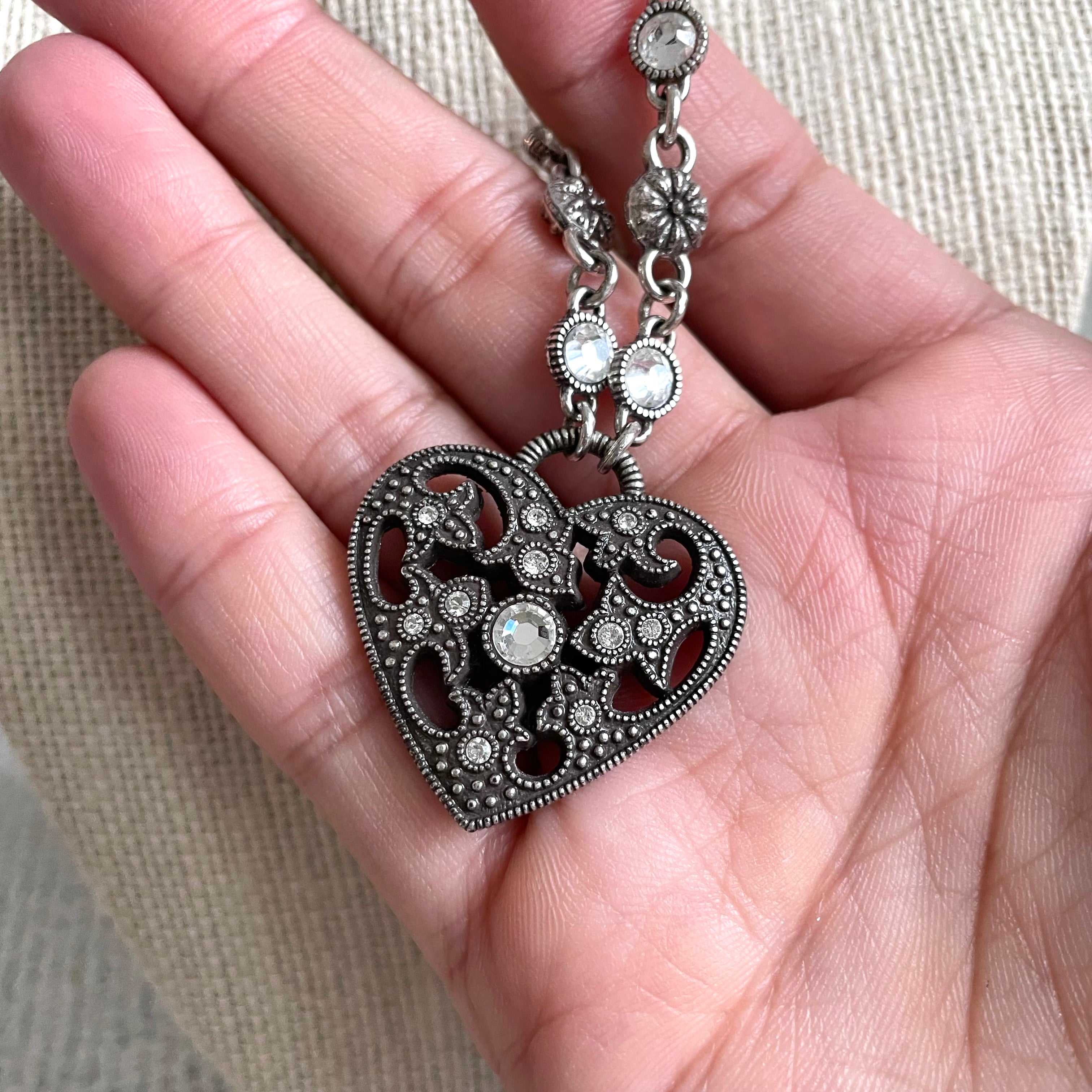 Scroll Heart Silver Pendant Necklace